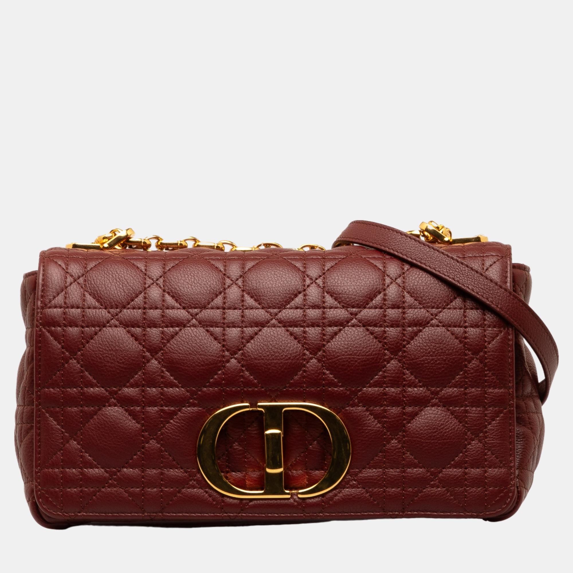 

Dior Burgundy Medium Calfskin Cannage Caro Bag