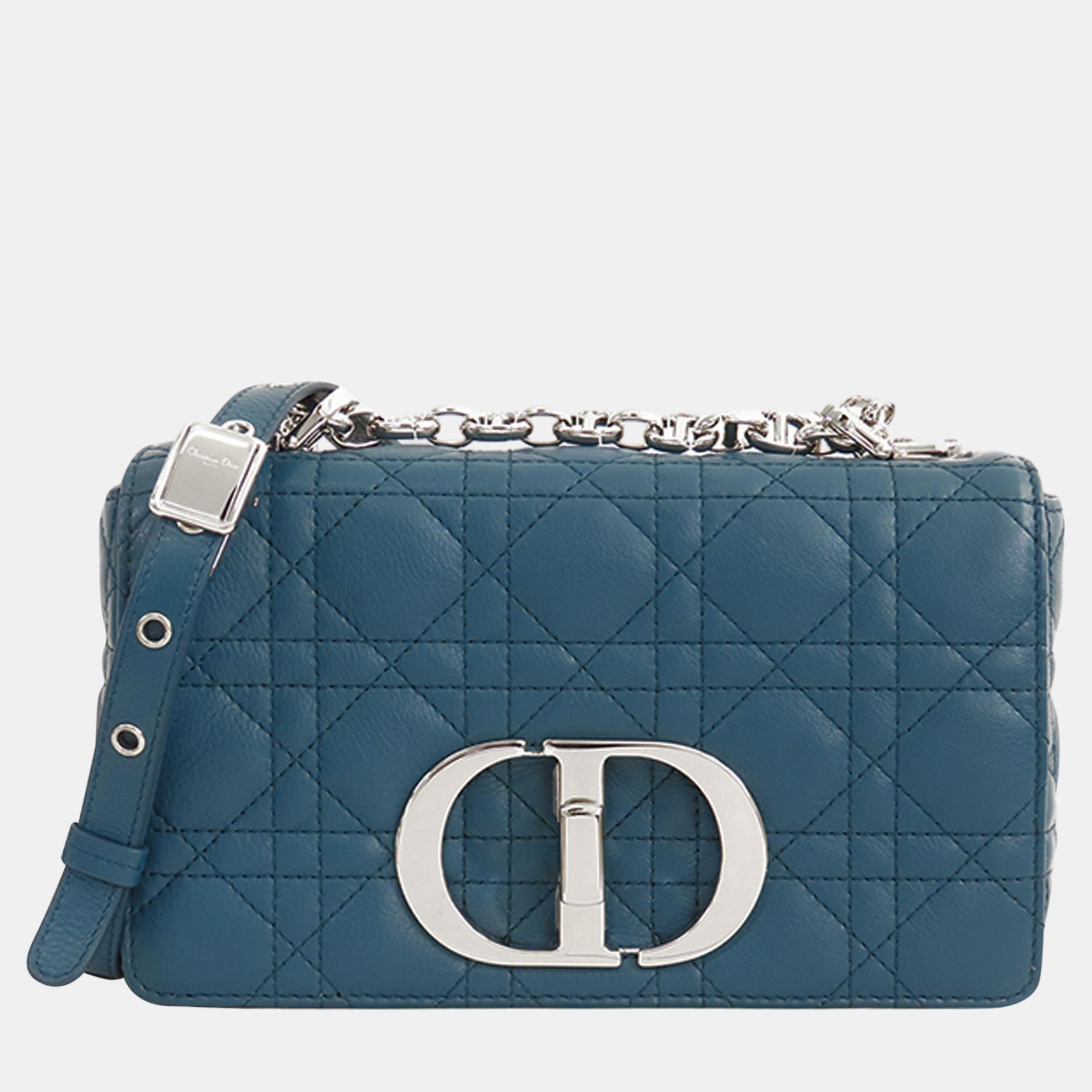 

Dior Blue Small Cannage Caro