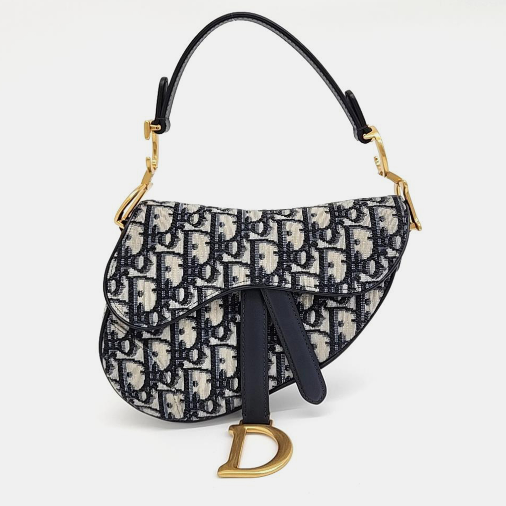 

Christian Dior Oblique Mini Saddle Strap Bag, Navy blue