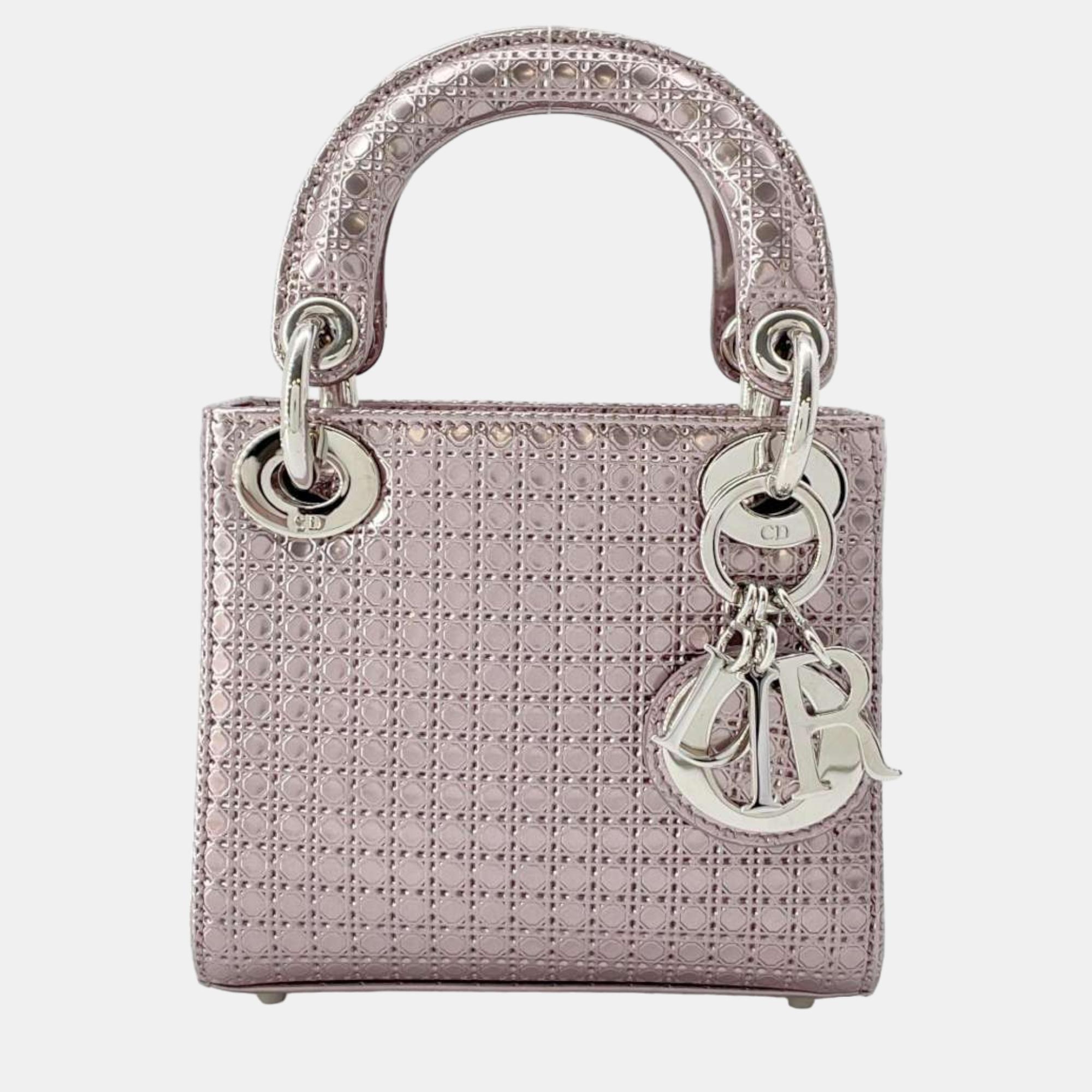 

Dior Metallic Pink Leather Lady Dior Tote Bag