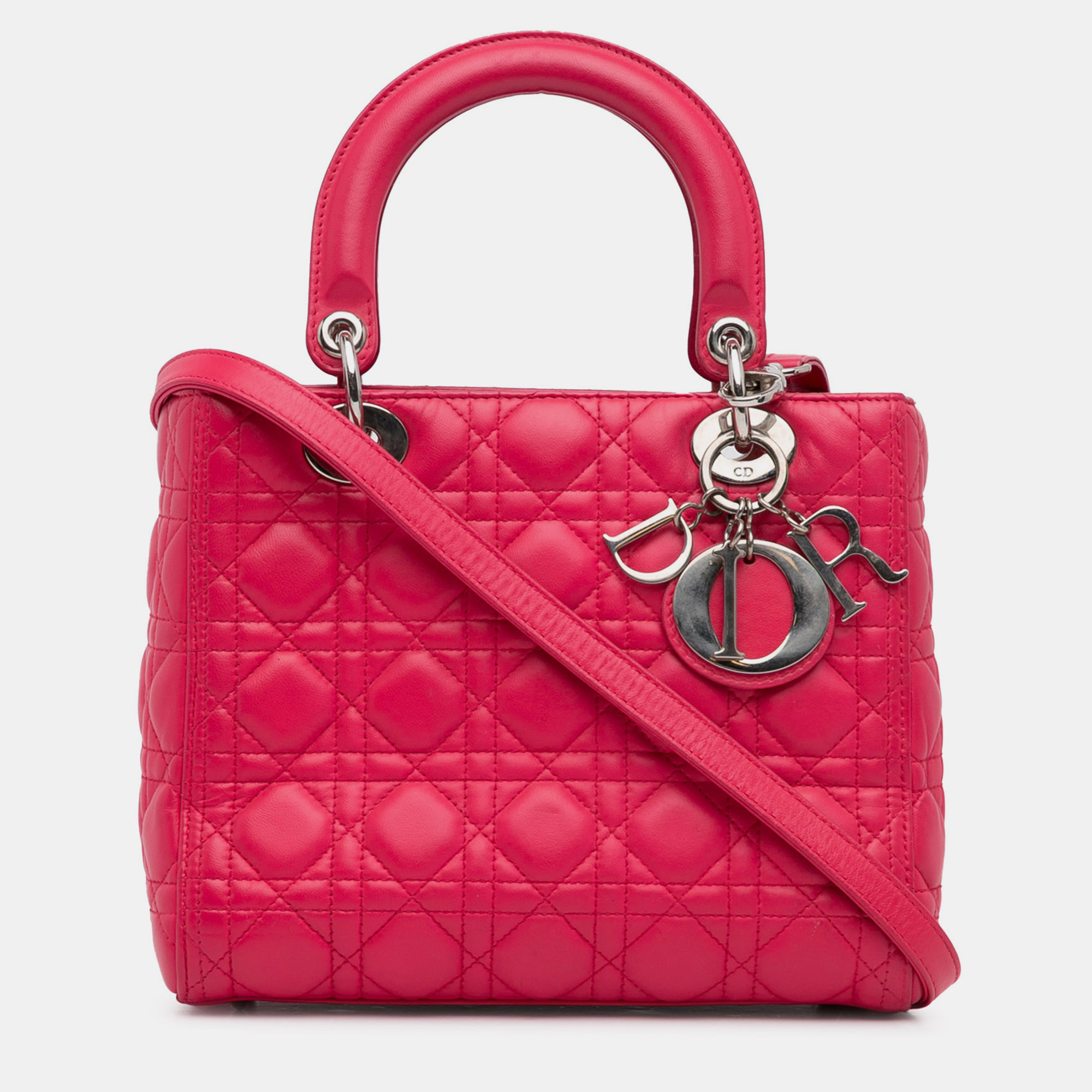 

Dior Medium Lambskin Cannage Lady Dior, Pink