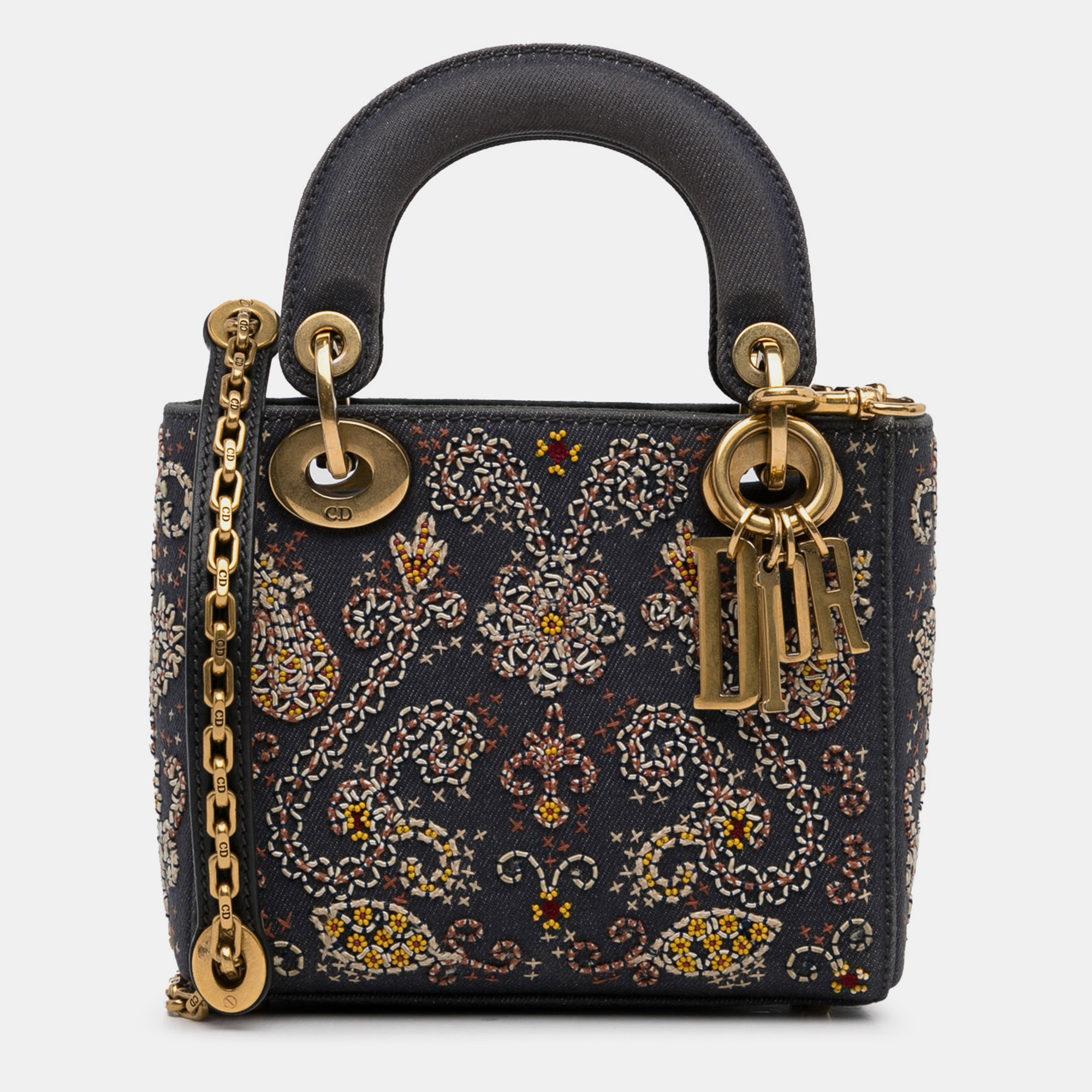 

Dior Mini Embroidered Denim Lady Dior, Blue