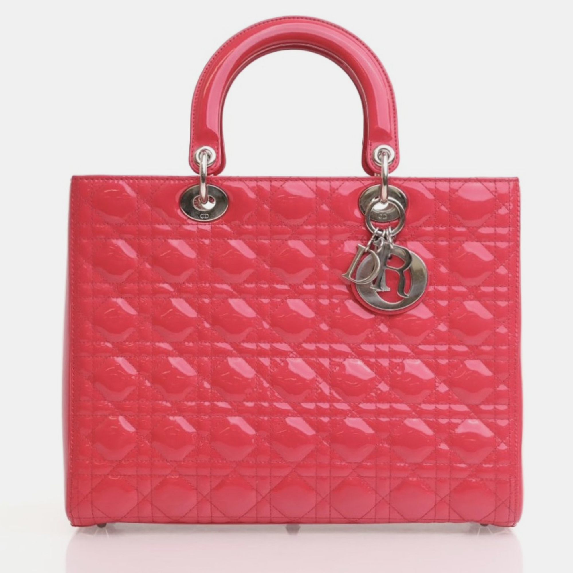 

Dior Pink Patent Leather Large Lady Dior Tote Bag