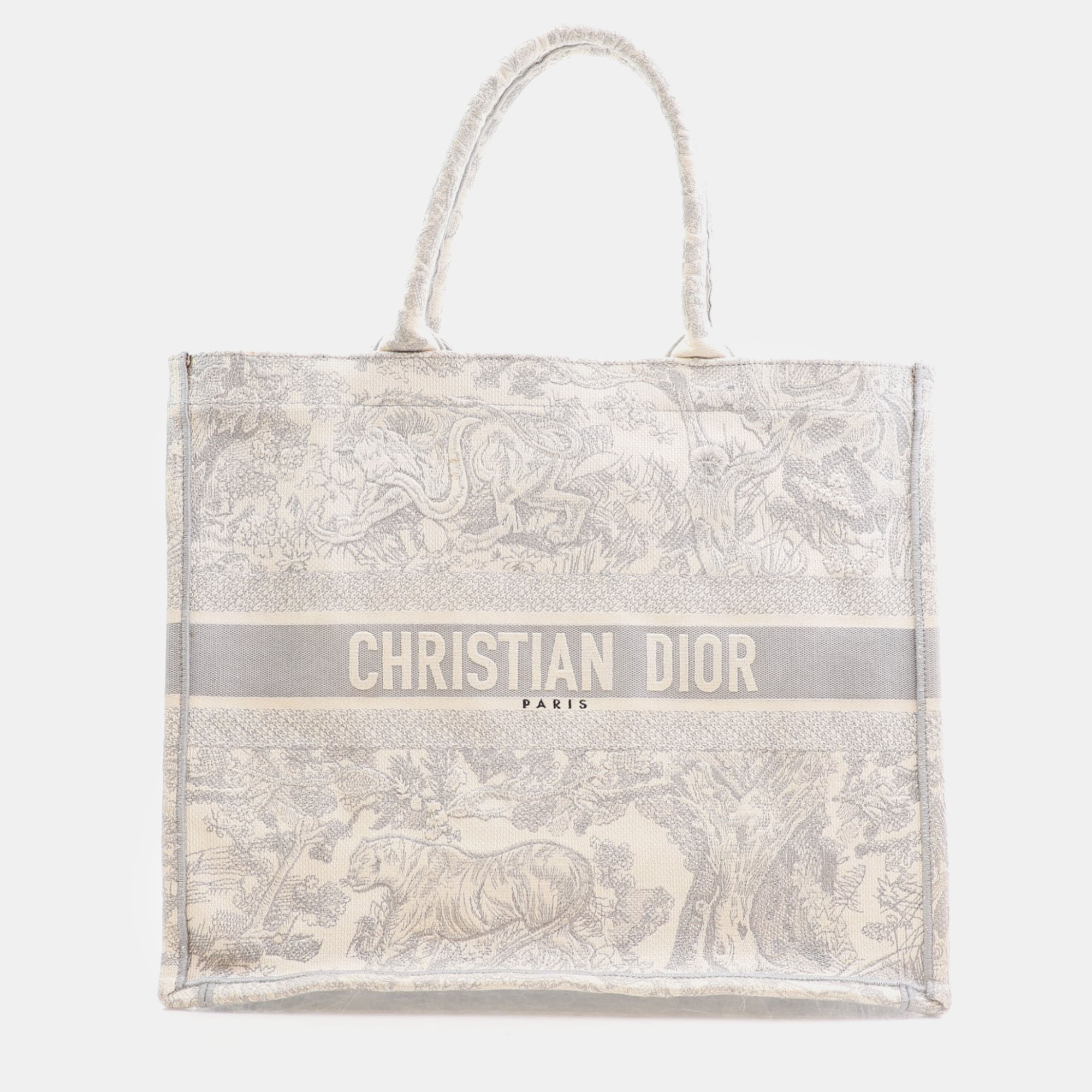 

Dior Grey/Beige Canvas Large Book Tote Bag