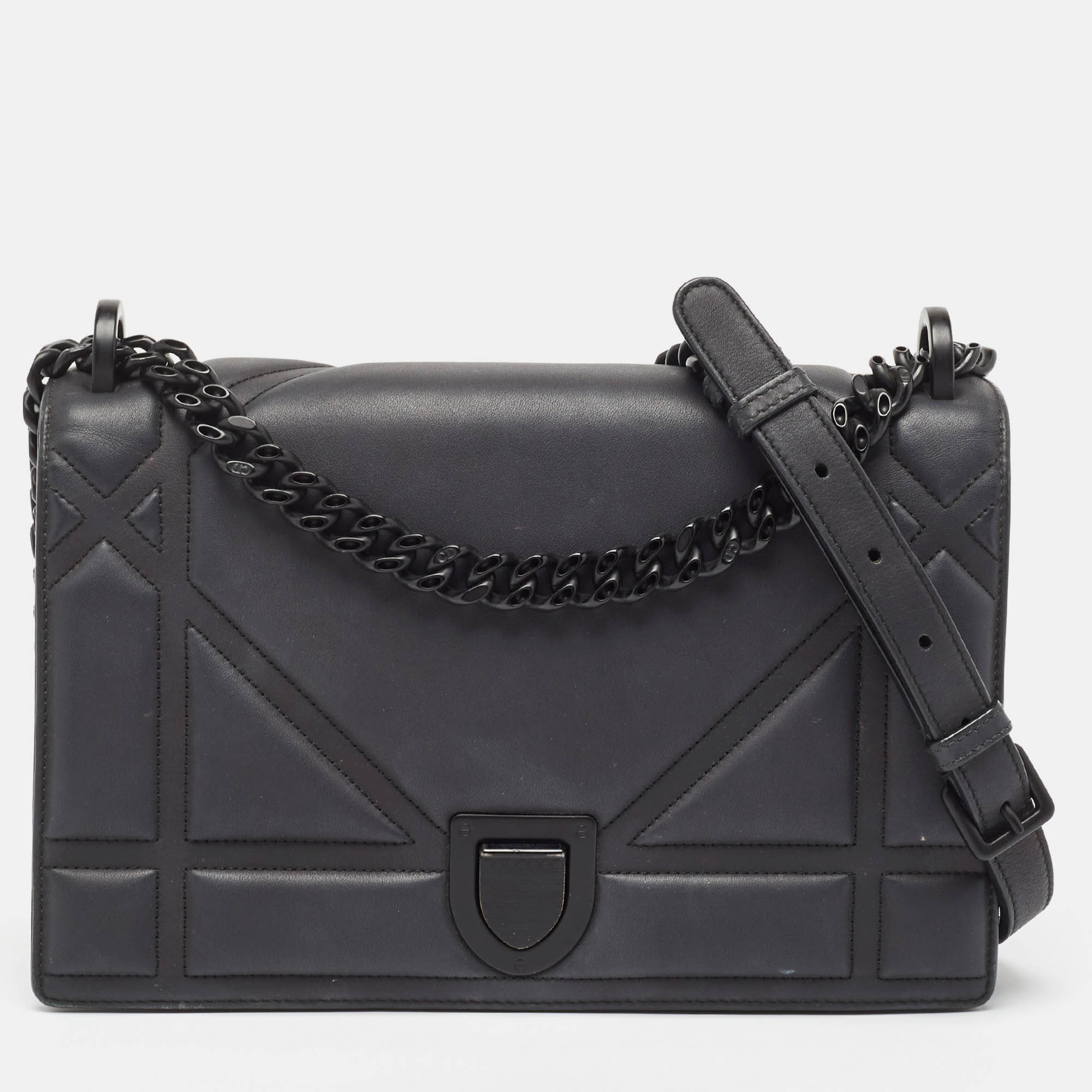 Pre-owned Dior Ama Flap Shoulder Bag In Black