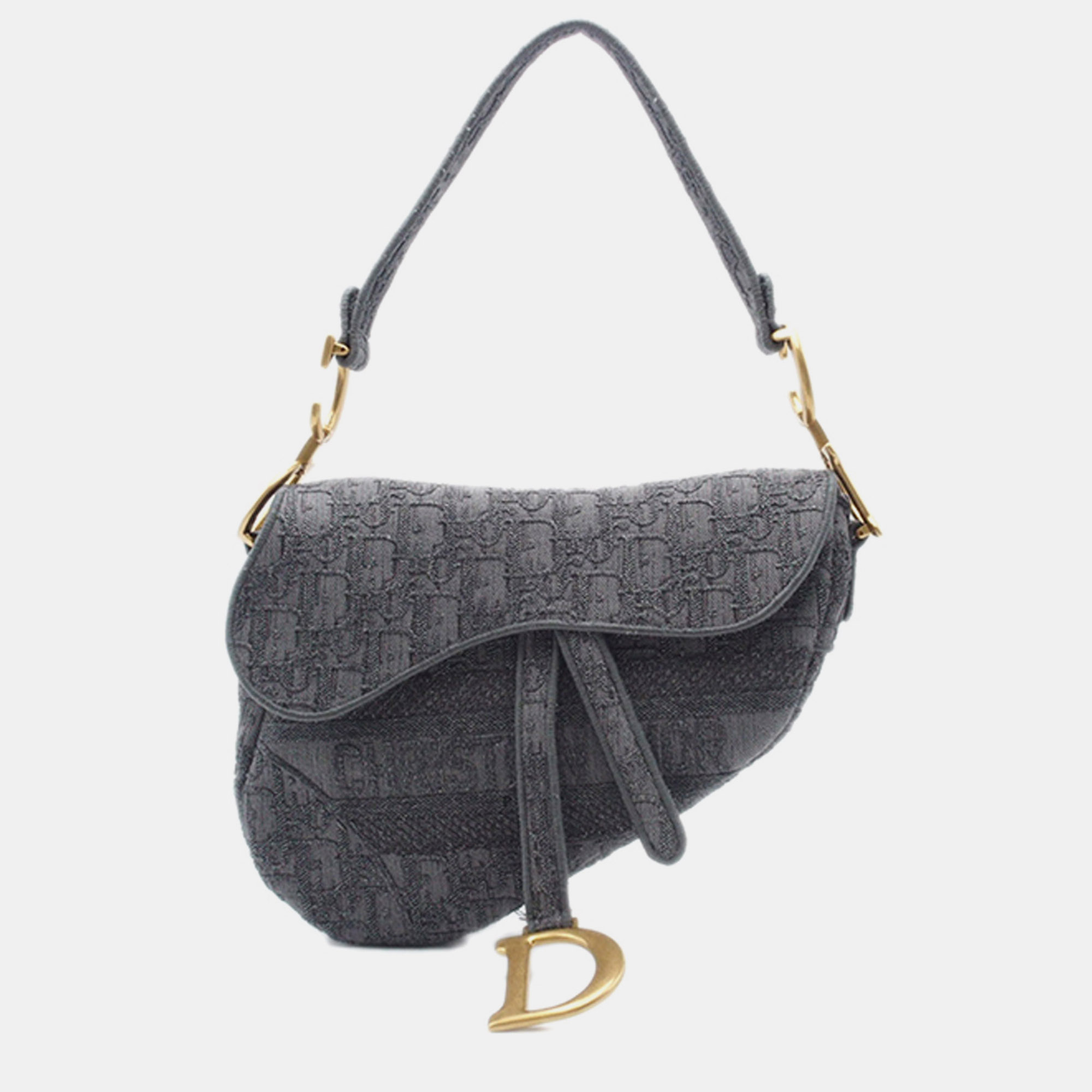 

Dior Classic Oblique Canvas Embroidered Saddle Bag, Grey