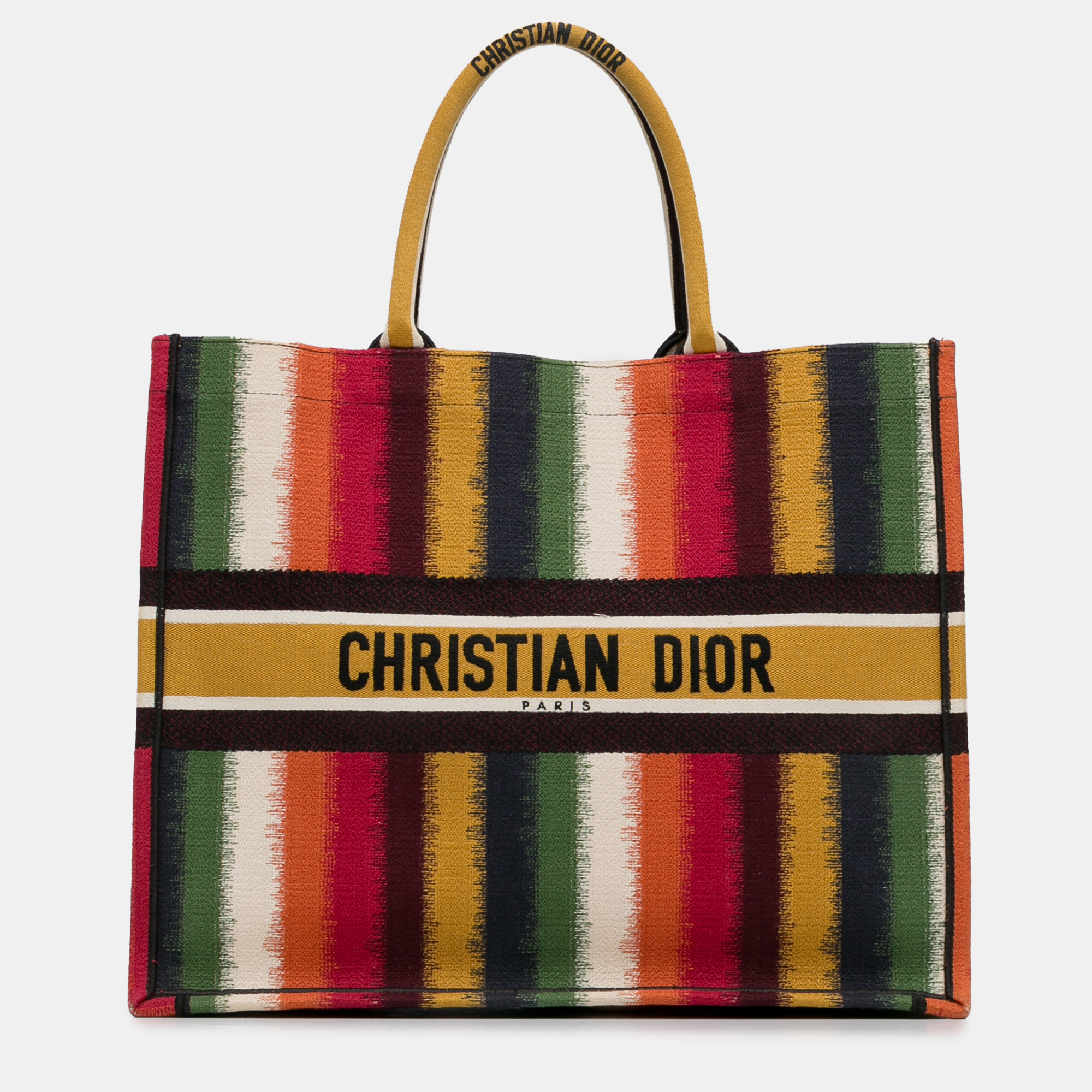 Pre-owned Dior Large Striped Book Tote In Multicolor