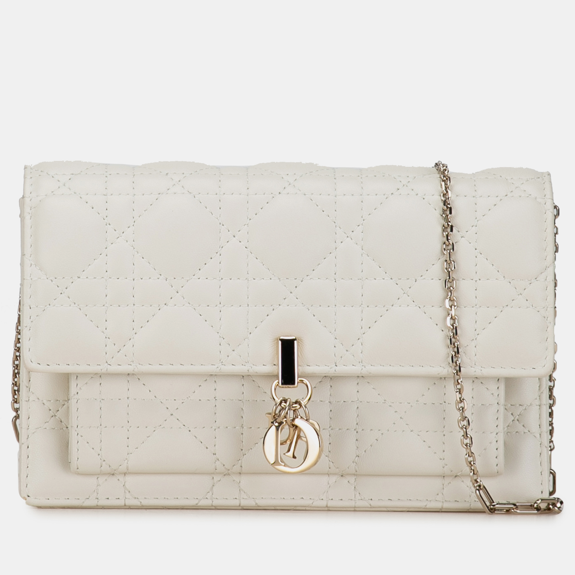 

Dior Lambskin Cannage My Dior Daily Chain Pouch, White