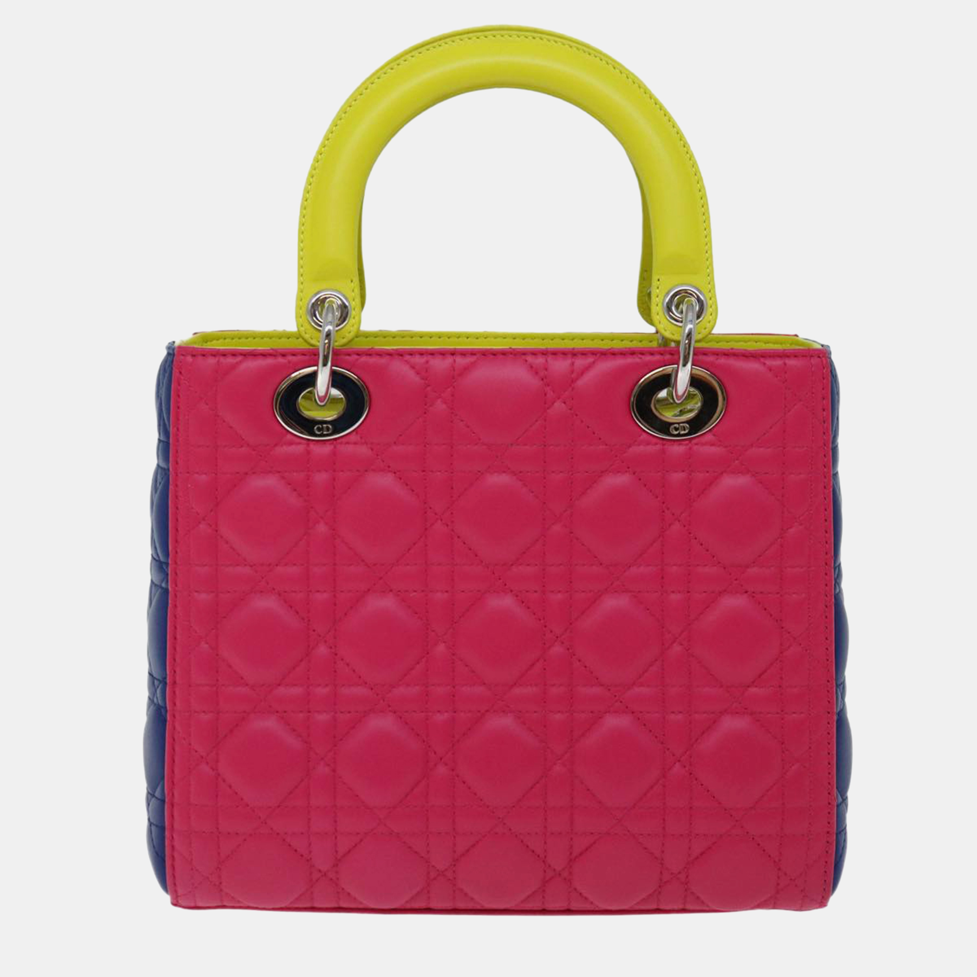 Dior Tricolour Patent Leather Medium Lady Dior Top Handle Bags 