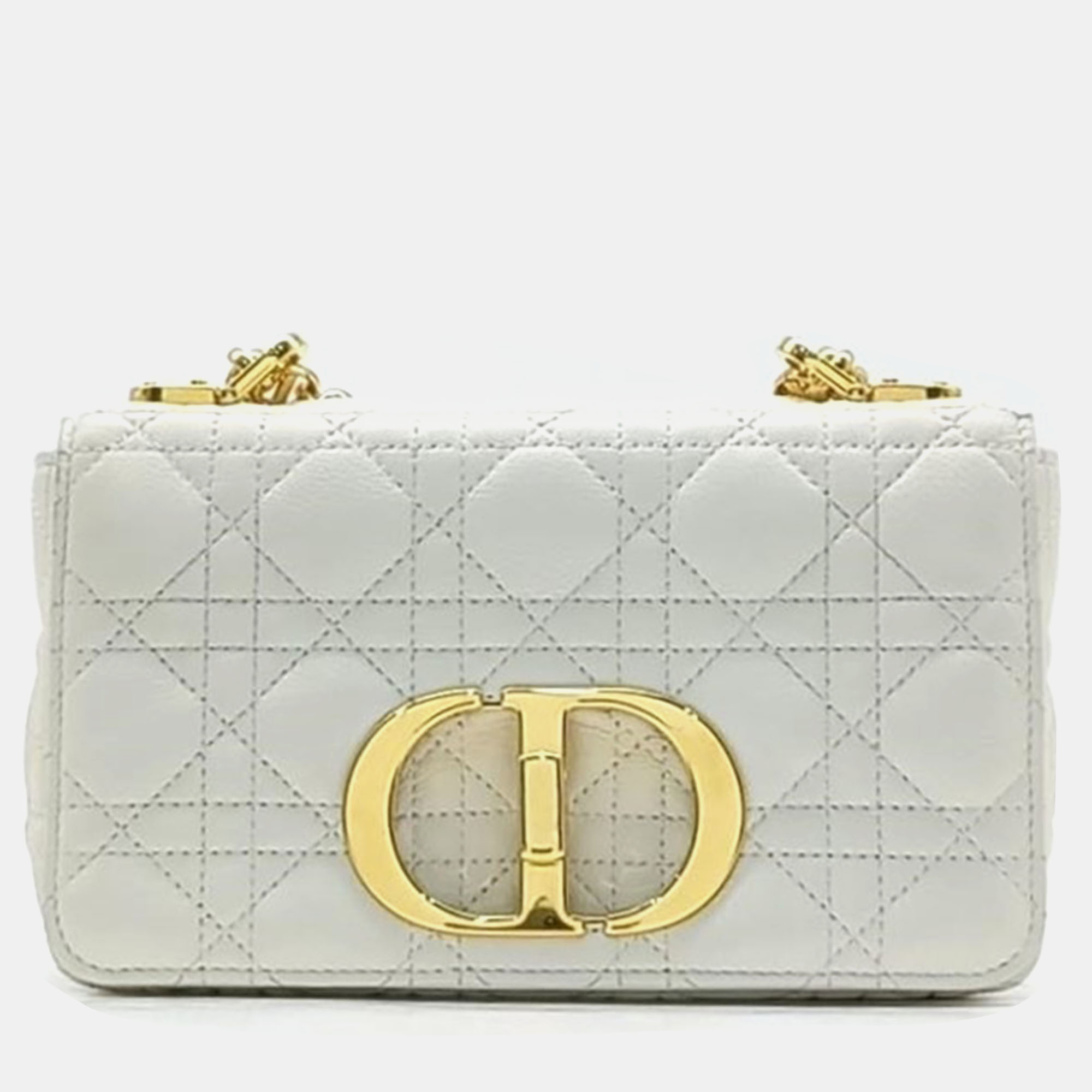 

Christian Dior Cannage Small Caro Bag, White