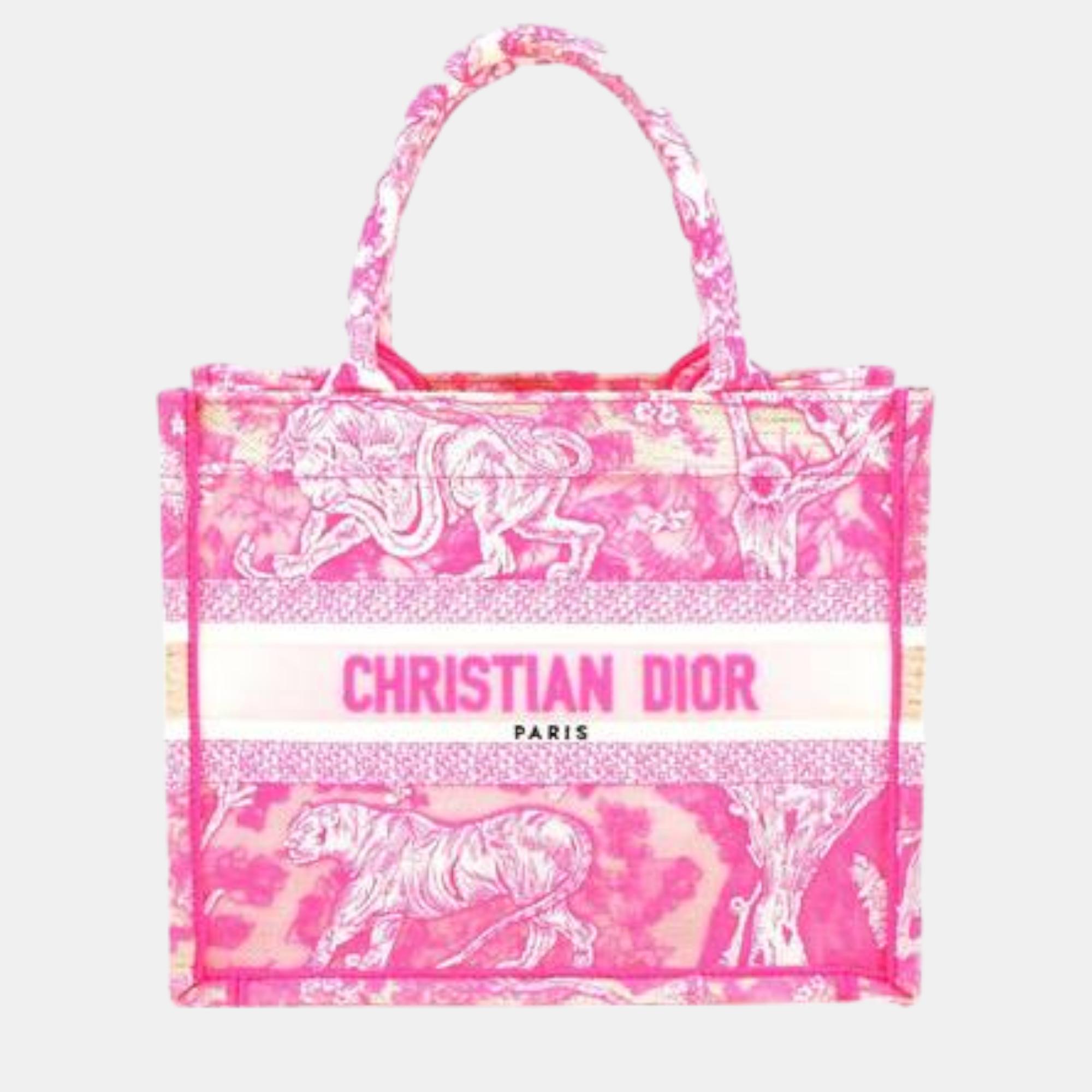 

Dior Pink/White Canvas  Book Tote Bag