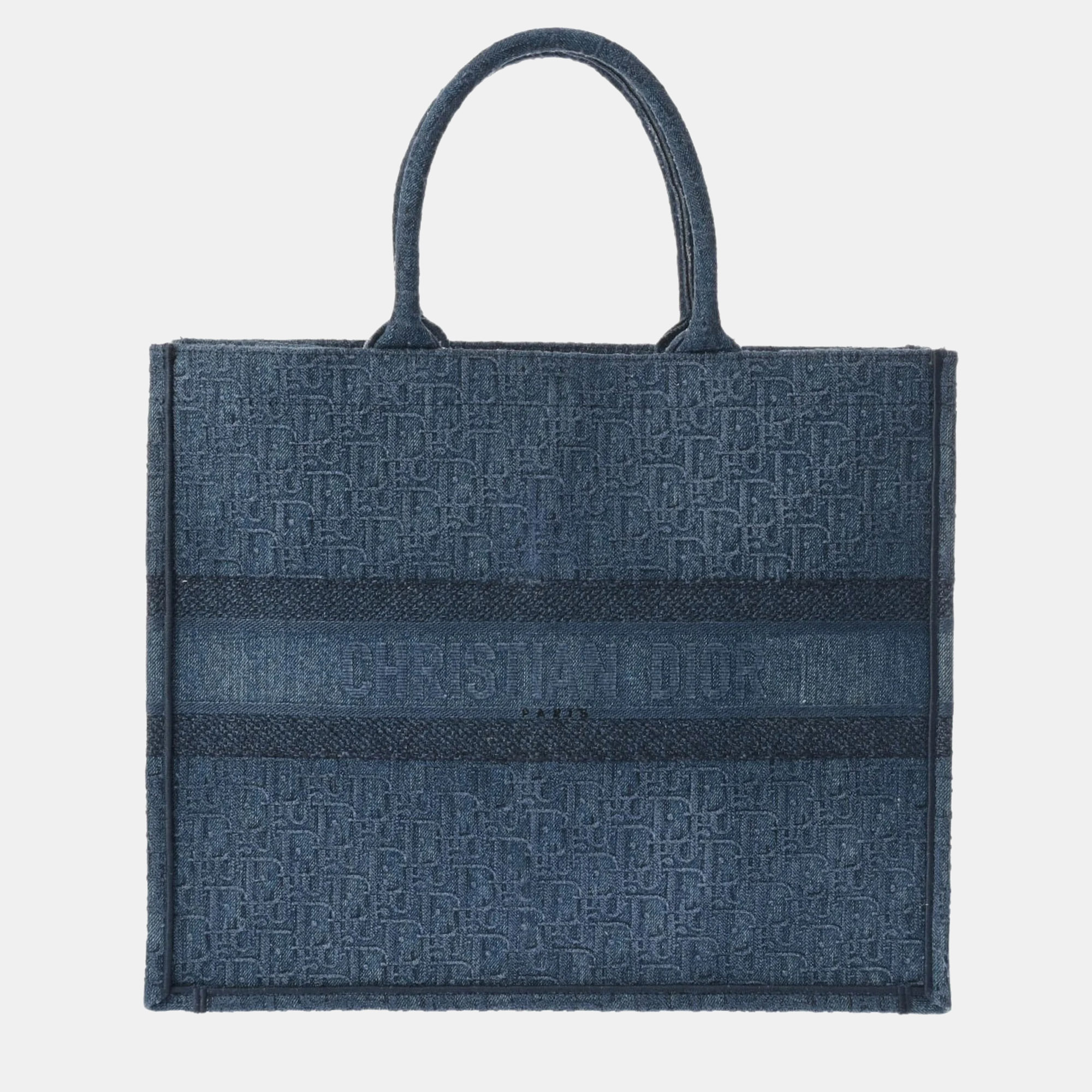 

Dior Blue/Black Canvas Large Book Tote Bag