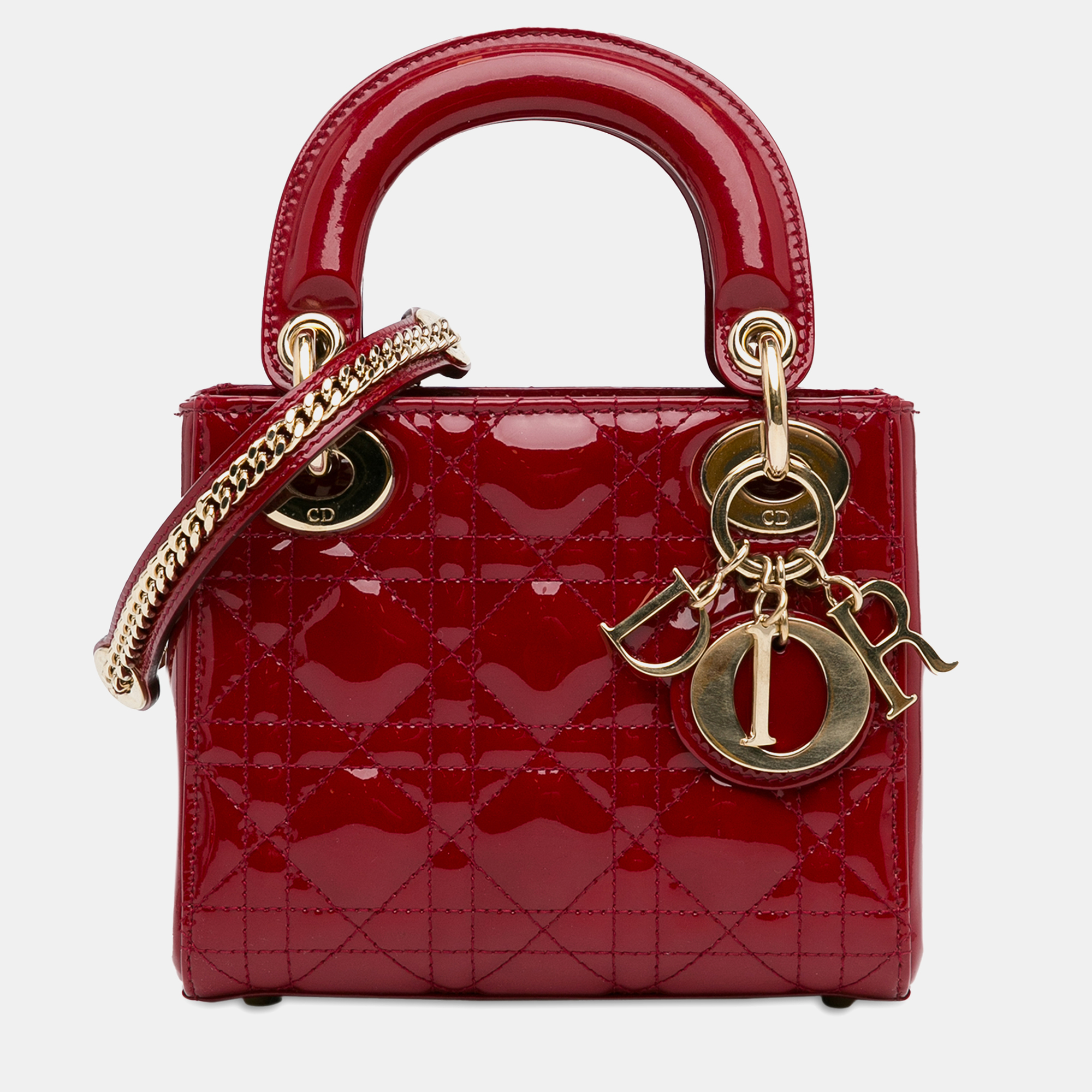 

Dior Mini Patent Cannage Lady Dior Bag, Red