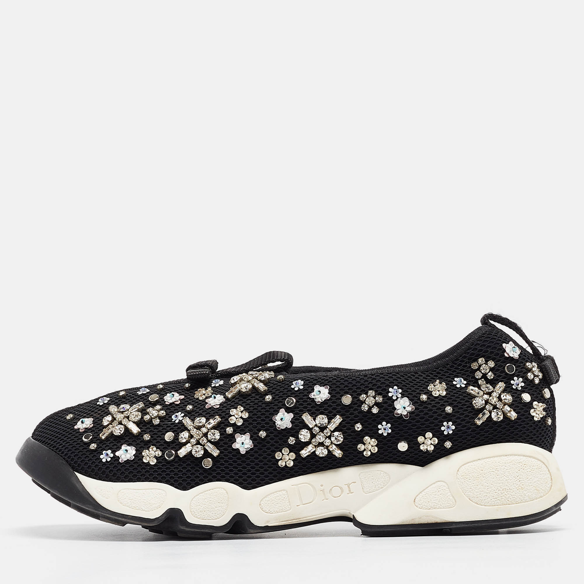 

Dior Black Mesh Crystal Embellished Fusion Sneakers Size
