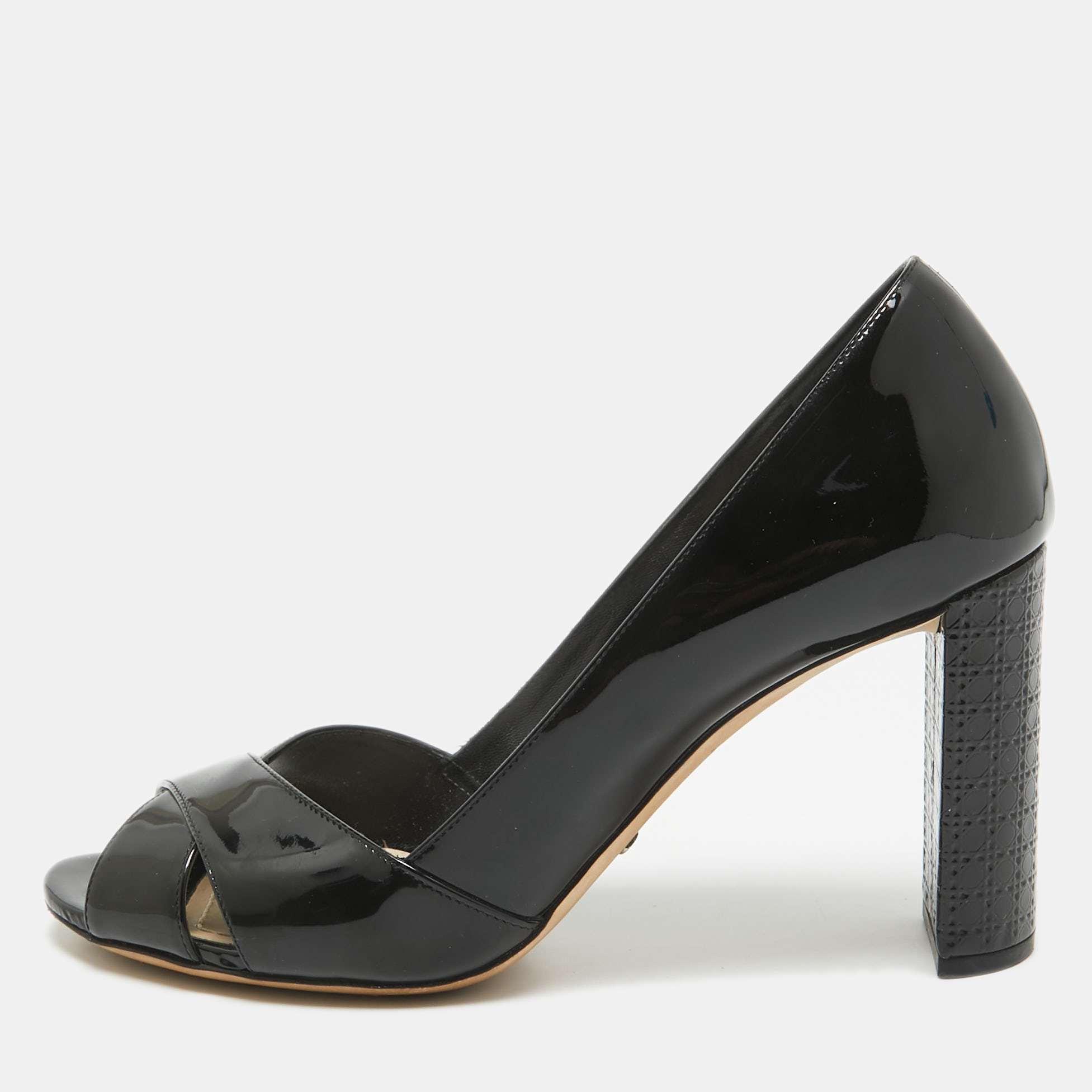 

Dior Black Patent Leather Peep Toe Pumps Size
