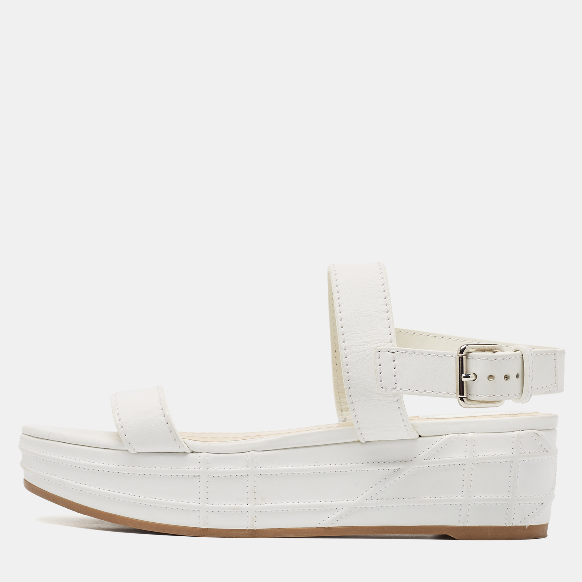 

Dior White Leather Platform Slingback Sandals Size