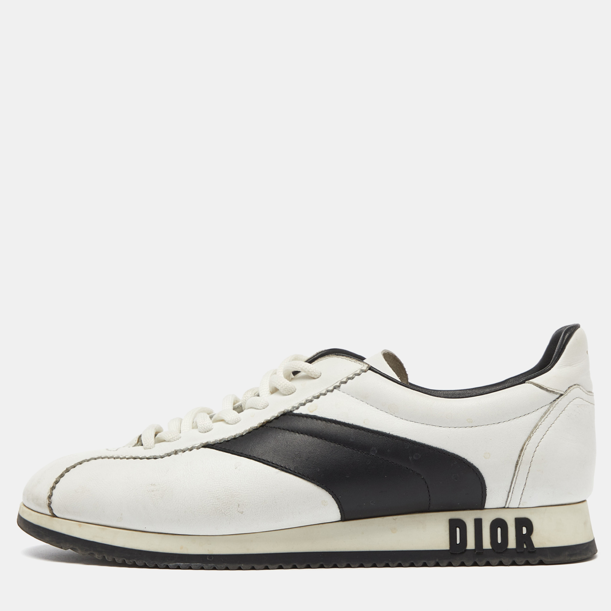 

Dior White/Black Leather Low Top Sneakers Size