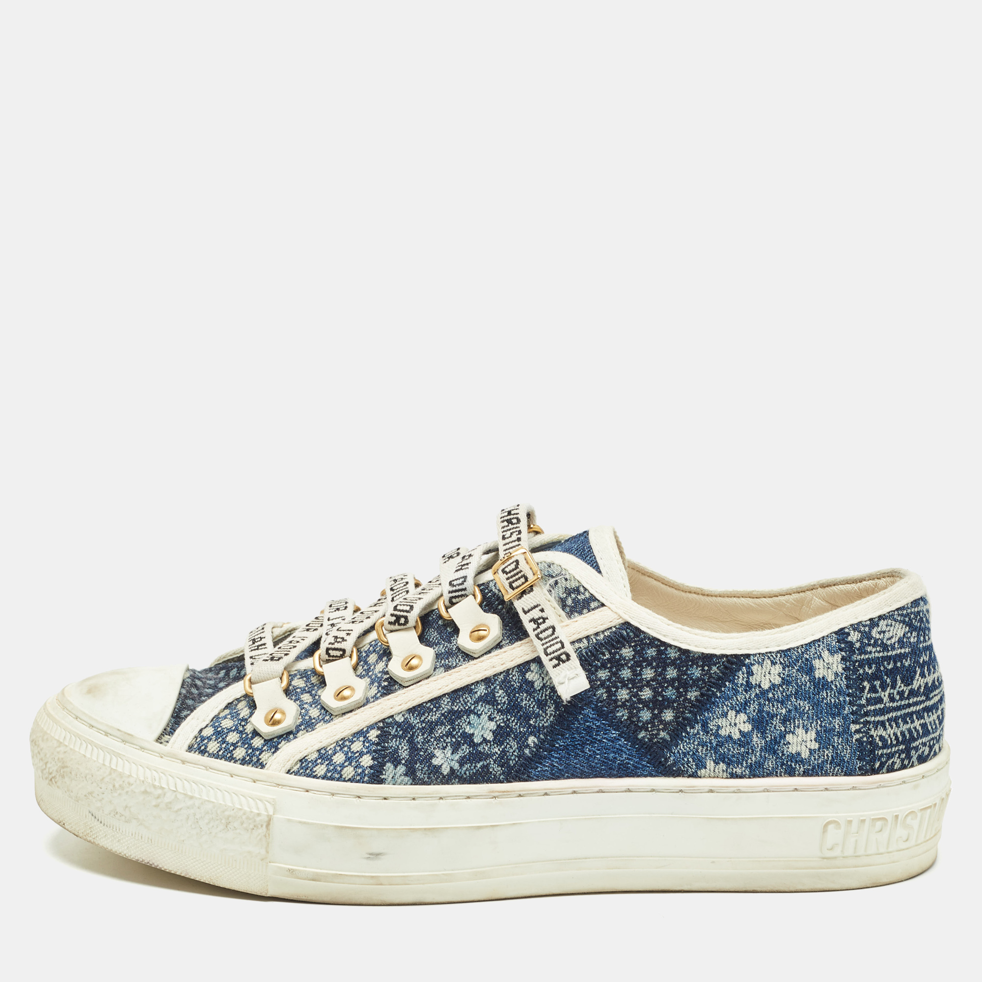 

Dior Blue Denim Patchwork Walk'n'Dior Sneakers Size