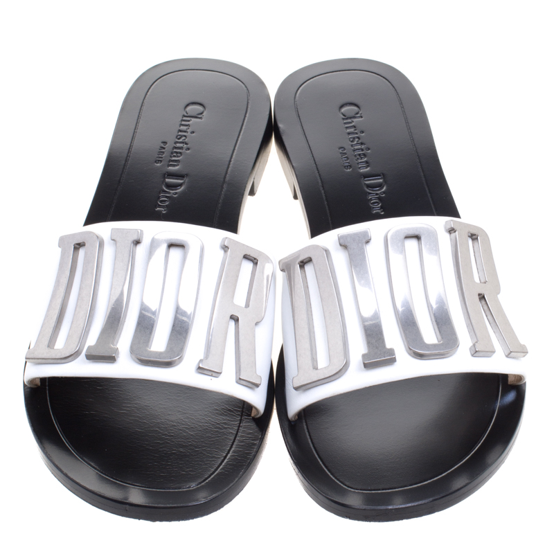 Dior White Leather Diorevolution Flat Slides Size 37 Dior | TLC