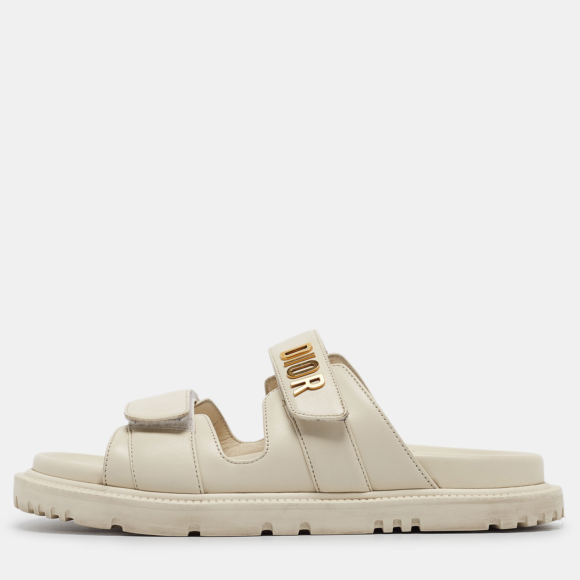 

Dior Cream Leather DiorAct Flat Sandals Size