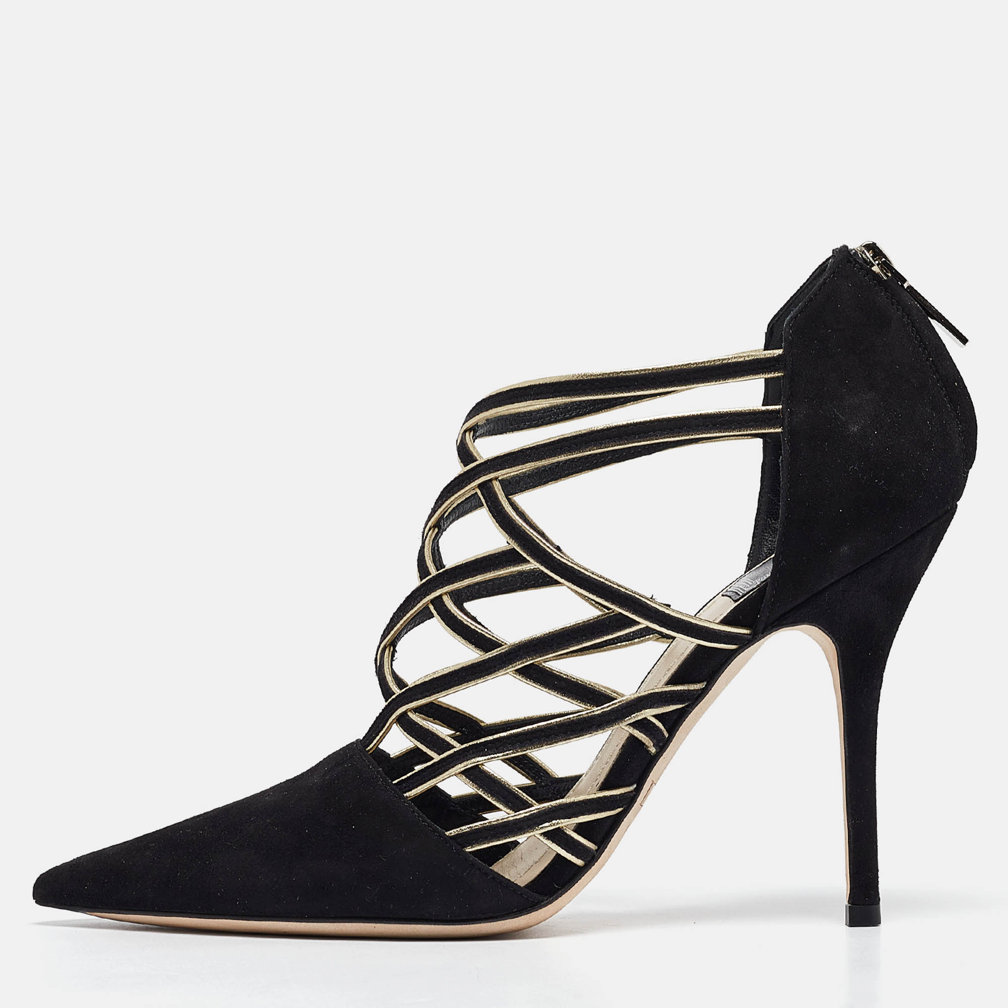 

Dior Suede Captiva Cage Pointed Toe Pumps Size, Black