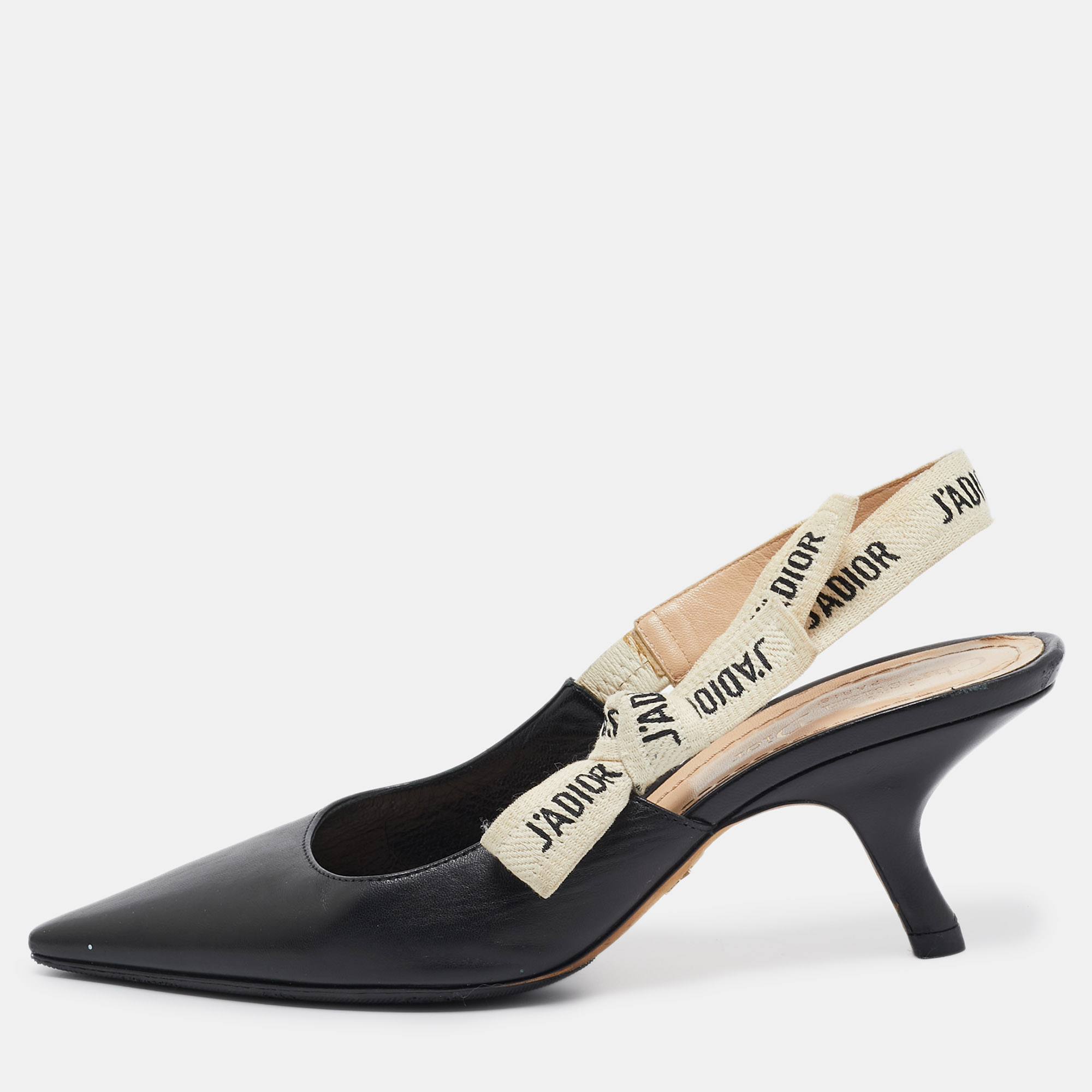 

Dior Black Leather J'adior Slingback Pumps Size
