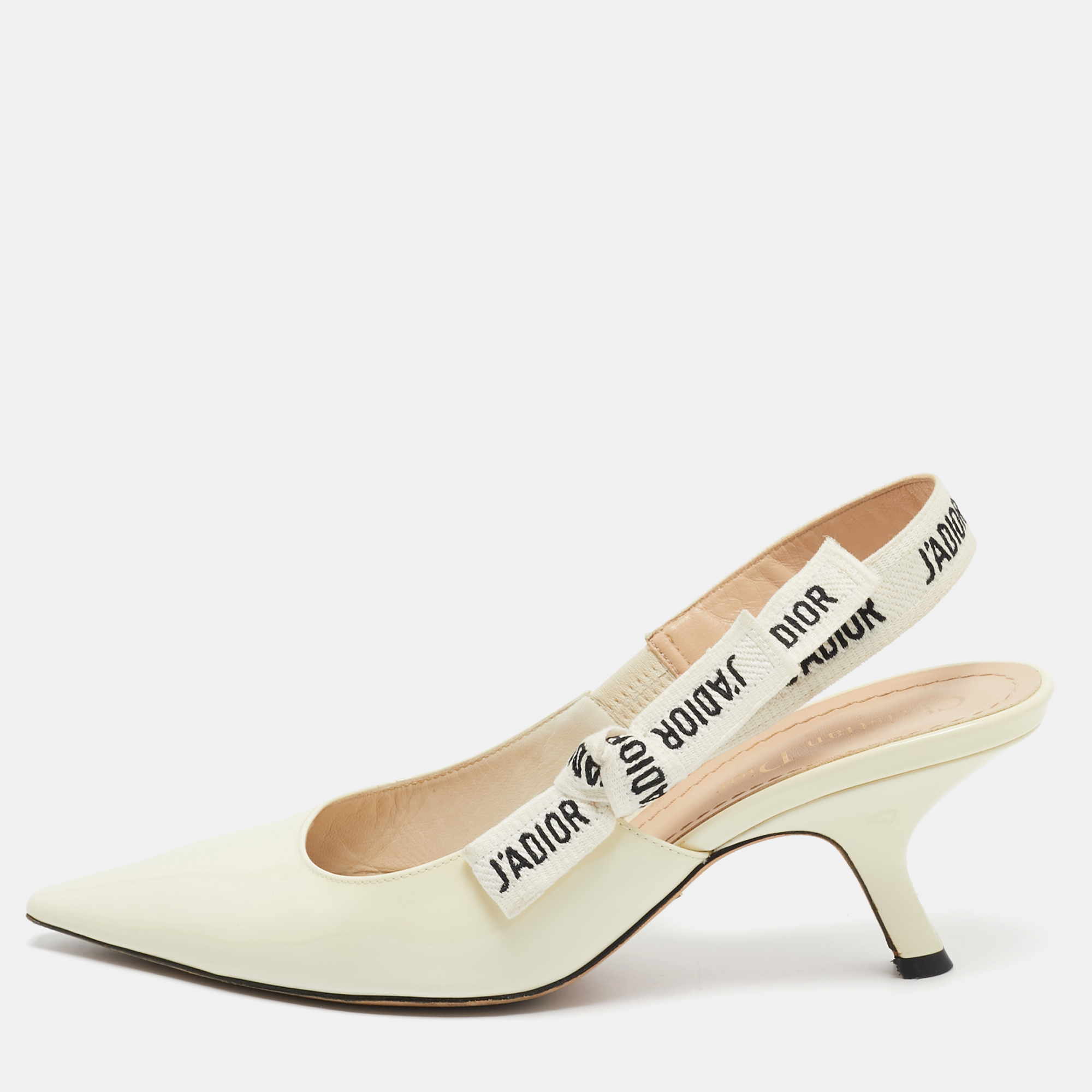 

Dior Cream Patent Jadior Slingback Pumps Size