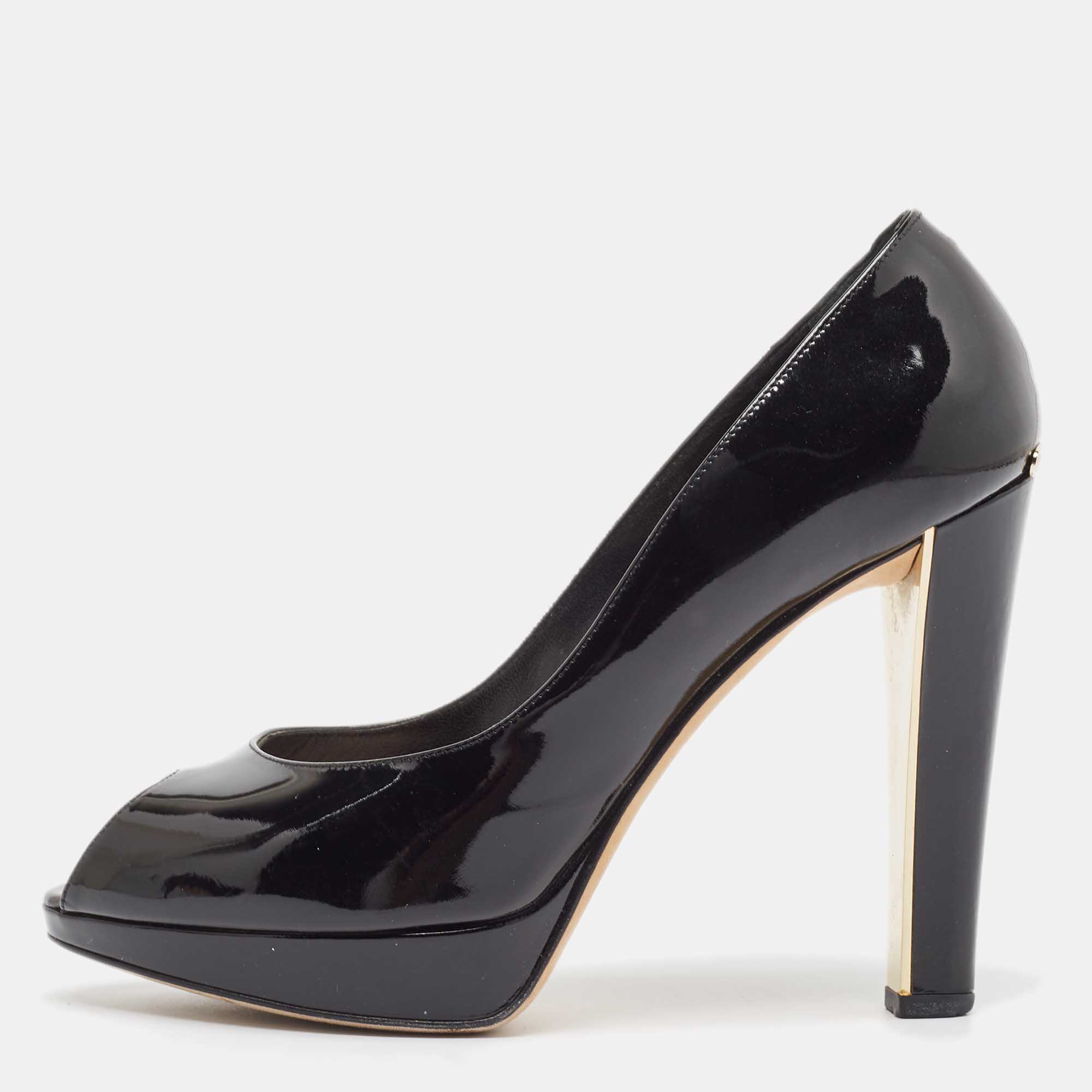 

Dior Black Patent Miss Dior Peep Toe Pumps Size