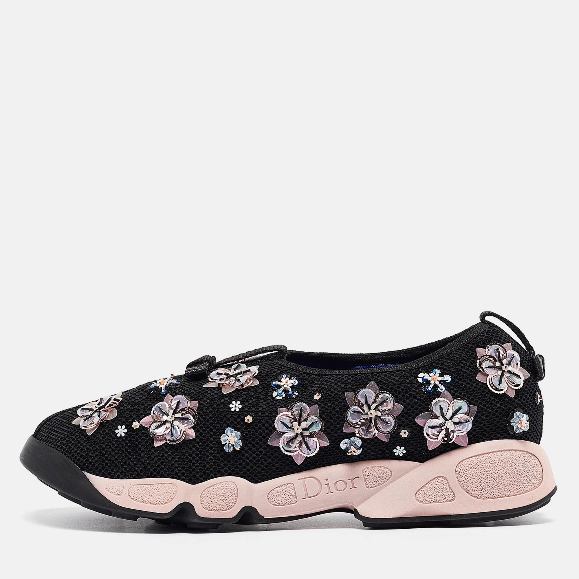 

Dior Black Embellished Mesh Fusion Sneakers Size