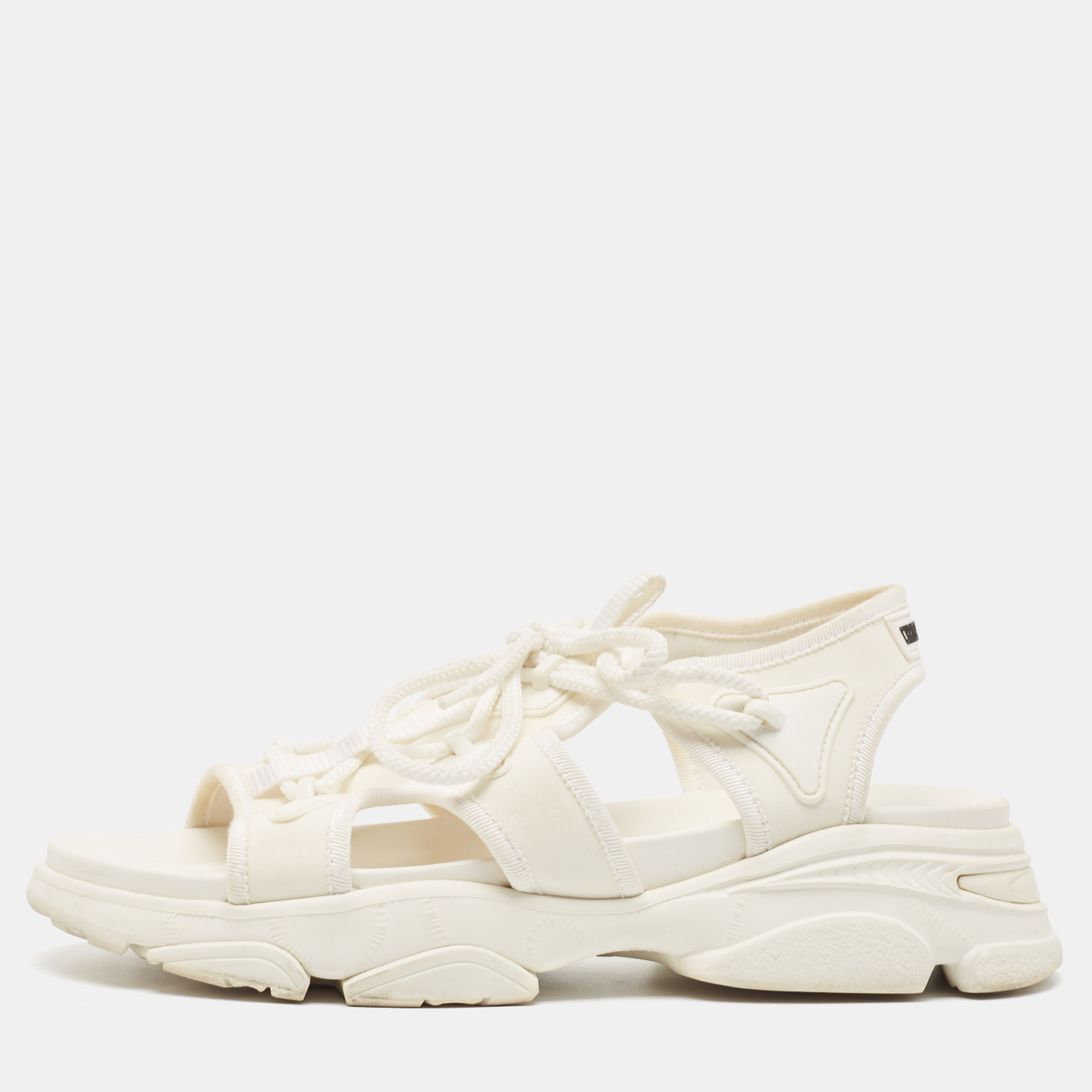 

Dior White Canvas D-Connect Lace Up Sandals Size