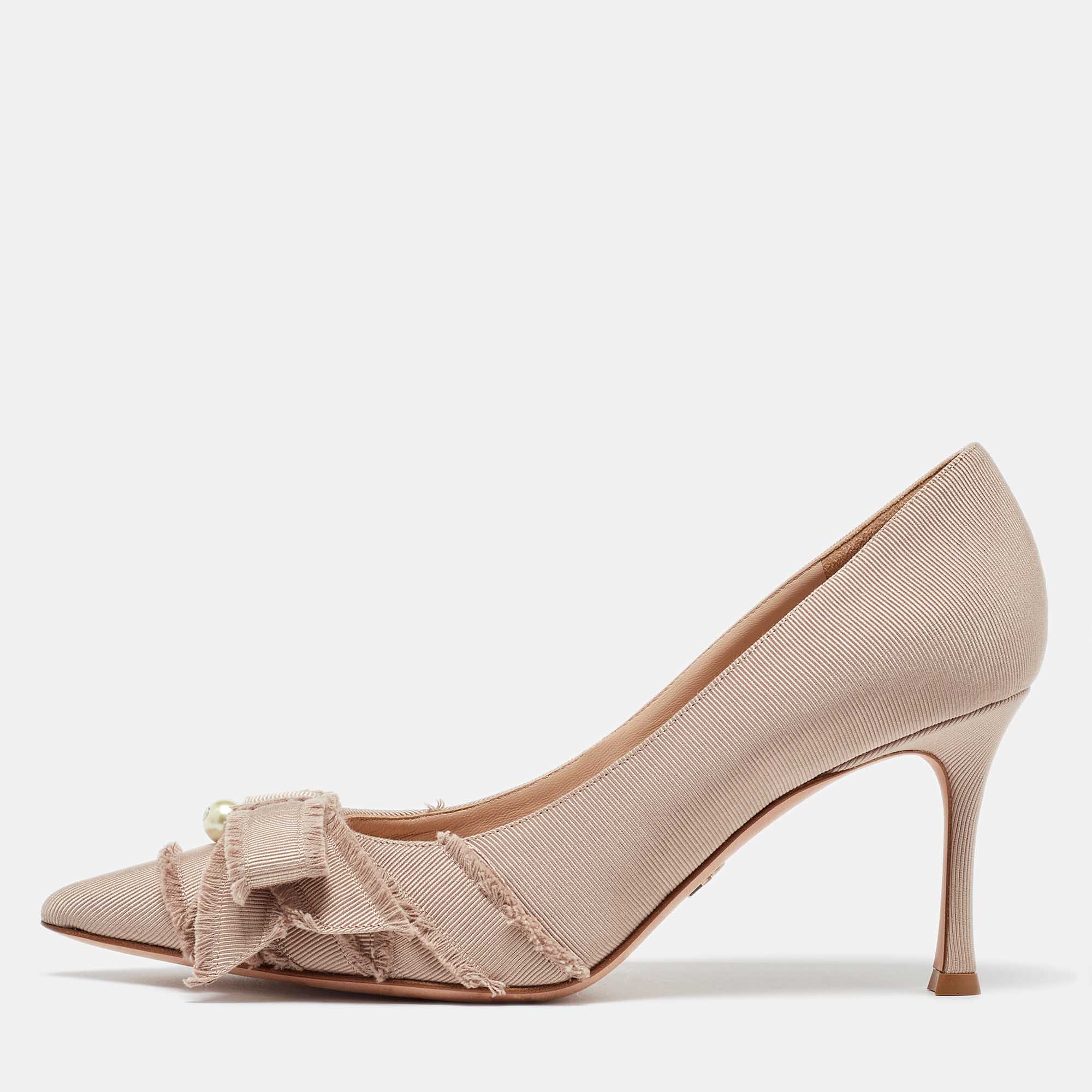 

Dior Dusty Pink Fringed Grosgrain Adiorable Pumps Size