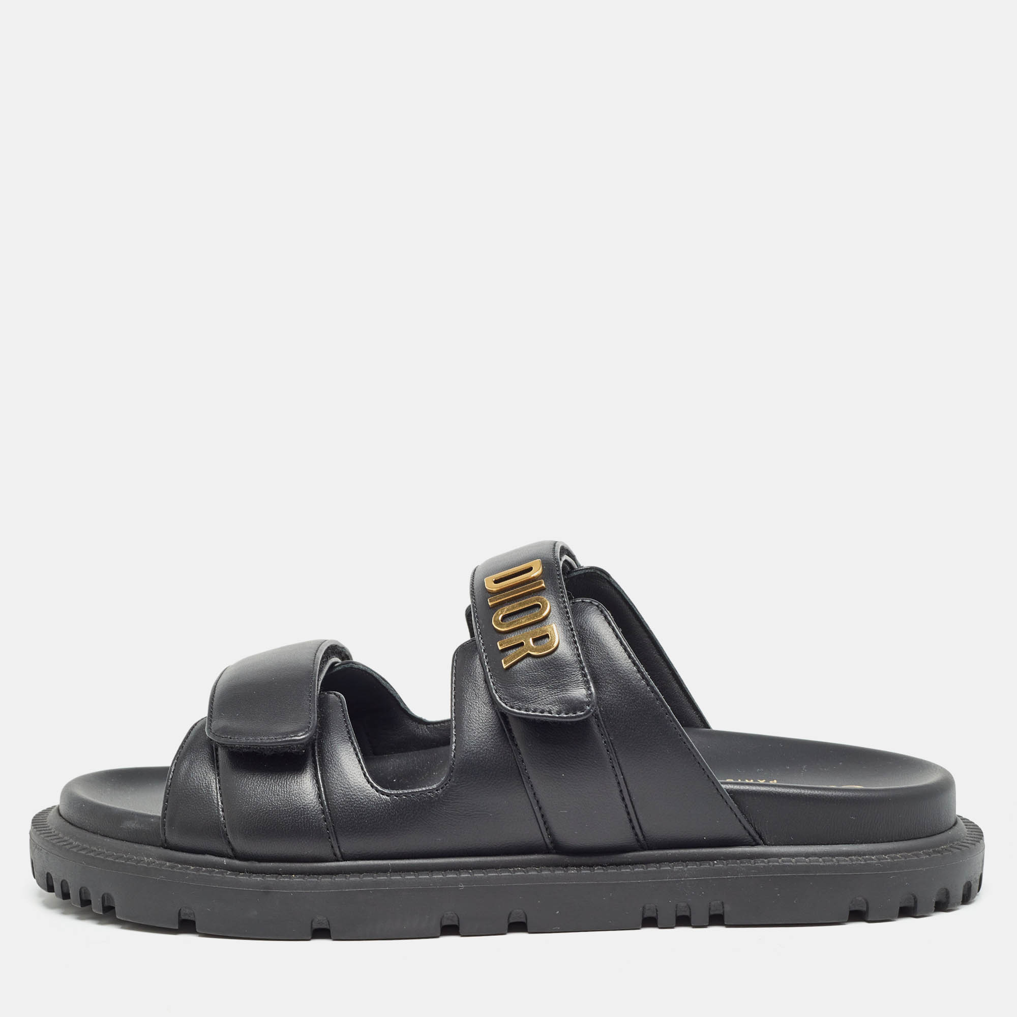 

Dior Black Leather DiorAct Flat Slides Size