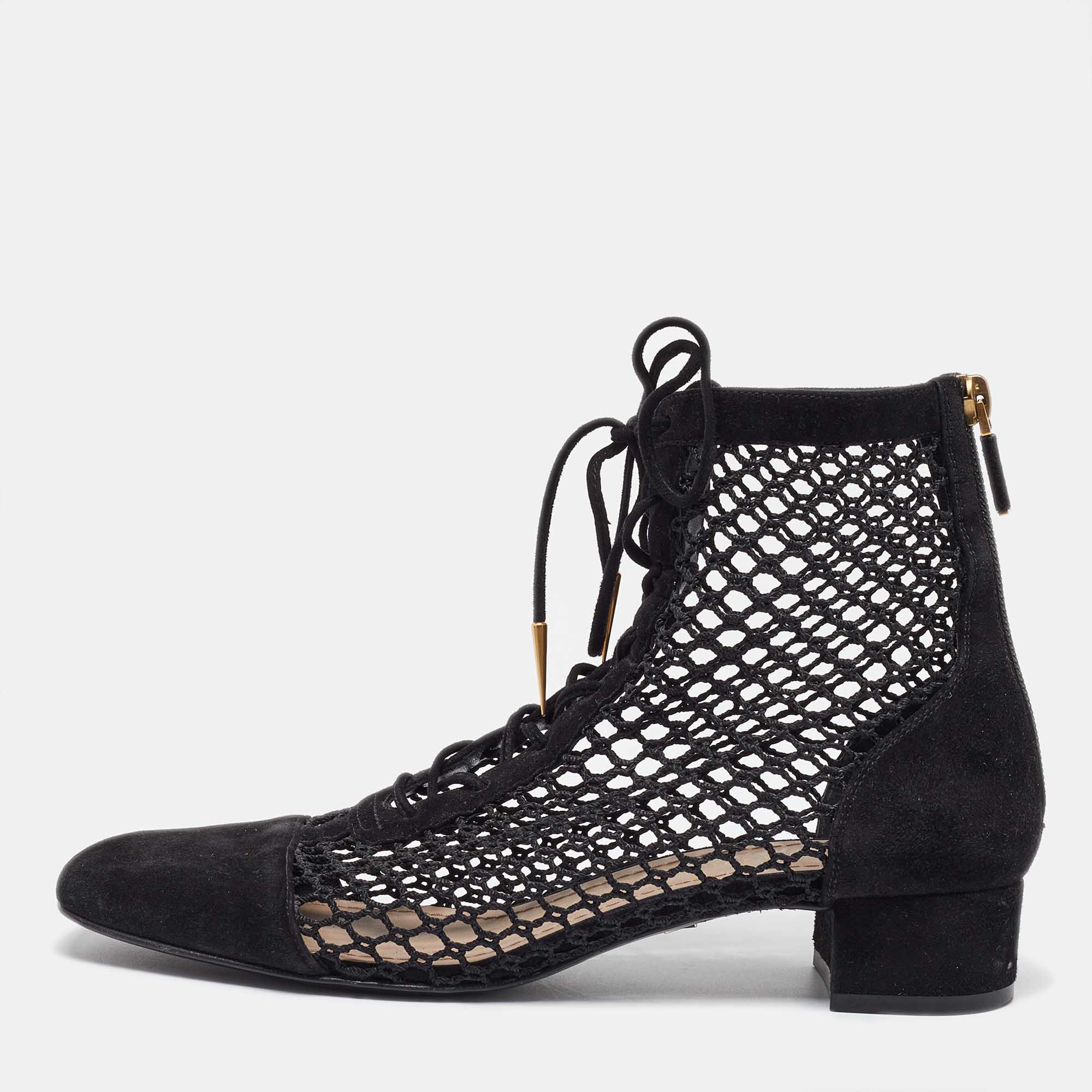 

Dior Black Mesh and Suede Naughtily-D Boots Size