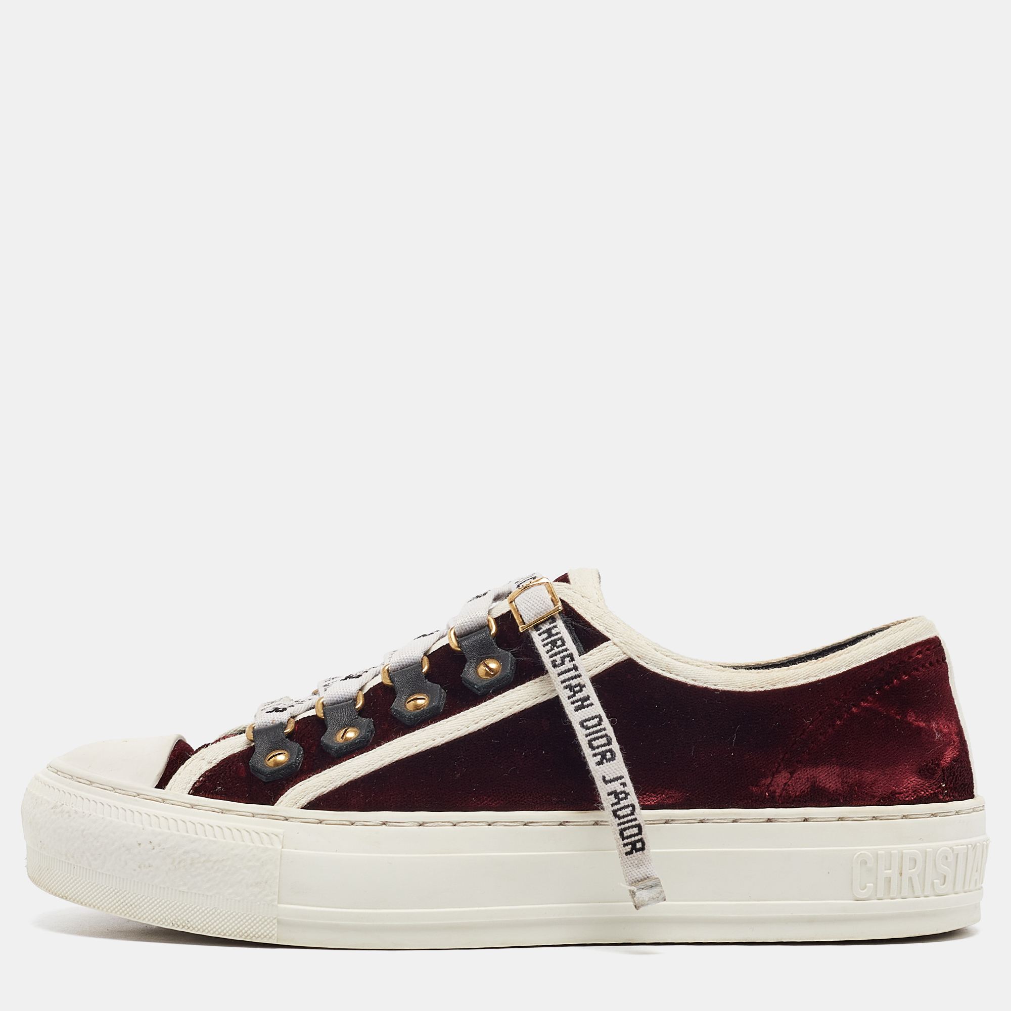 

Dior Burgundy Velvet Walk'n'Dior Sneakers Size