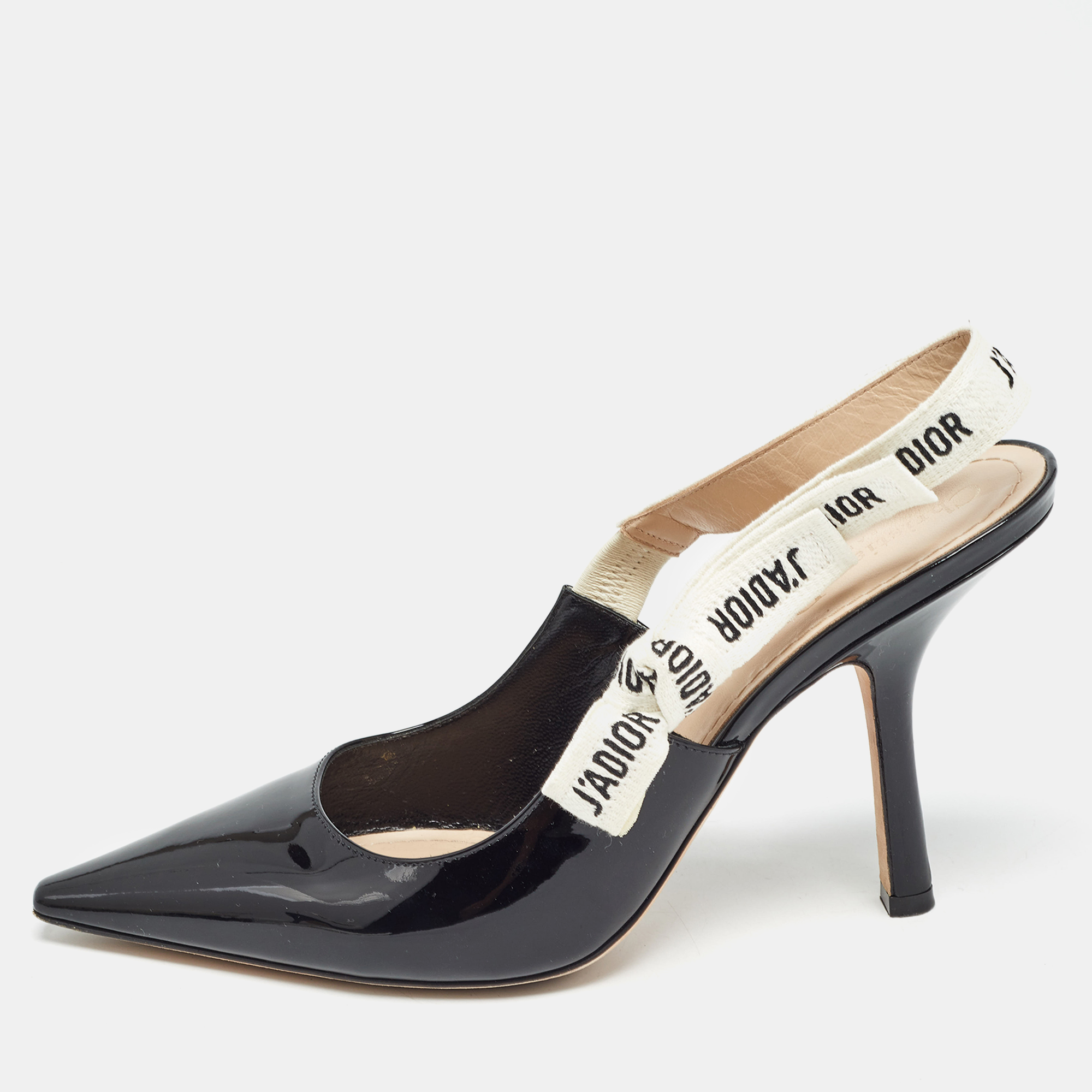 

Dior Black Patent Leather J'adior Slingback Pumps Size