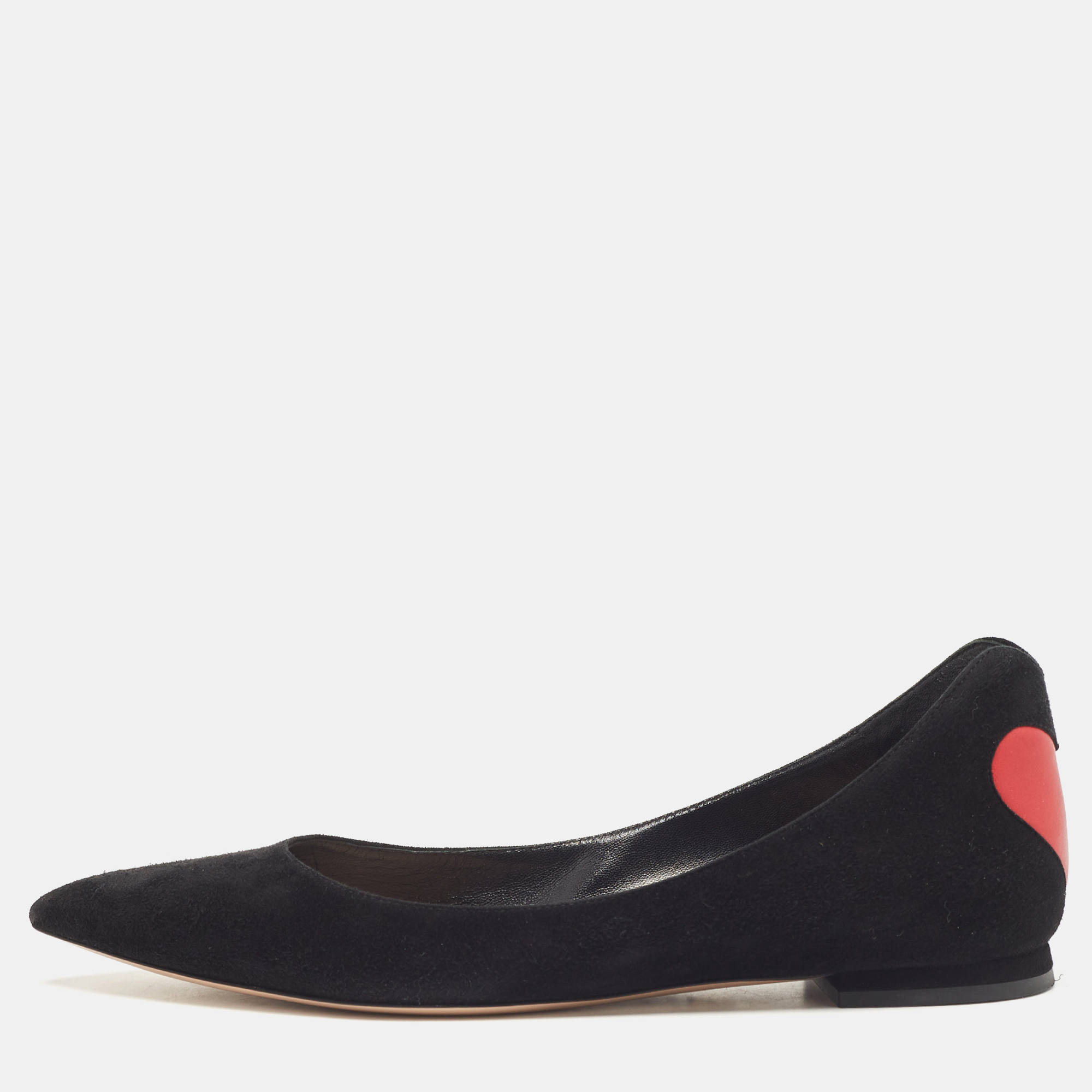 Pre-owned Dior Black Suede Pointed Toe Ballet Flats Size 40