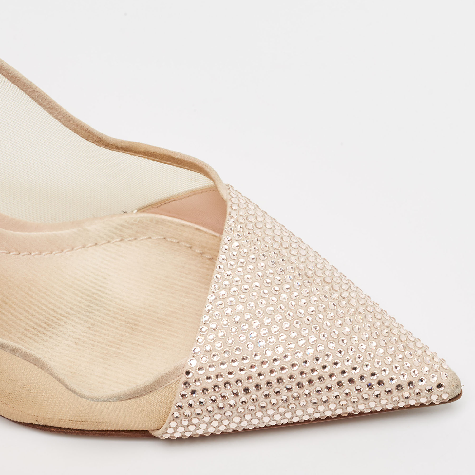 Dior Pink Suede and Mesh Embellished Dior Desir Pumps Size 37.5 