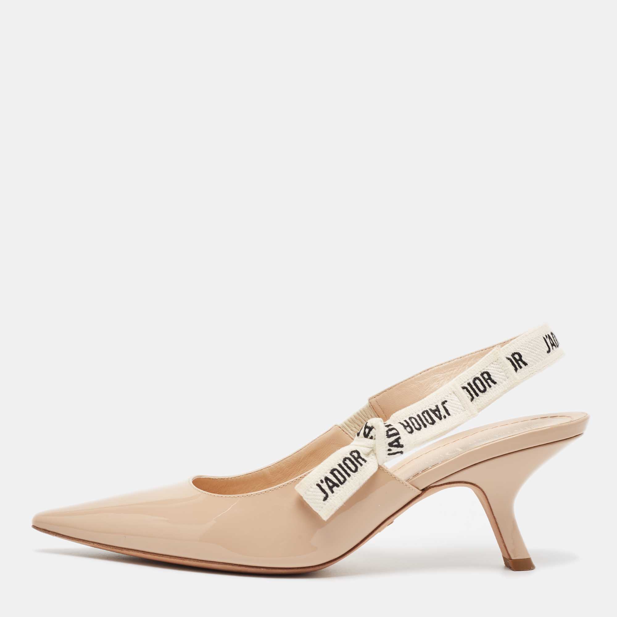 

Dior Beige Patent J'Adior Slingback Pumps Size