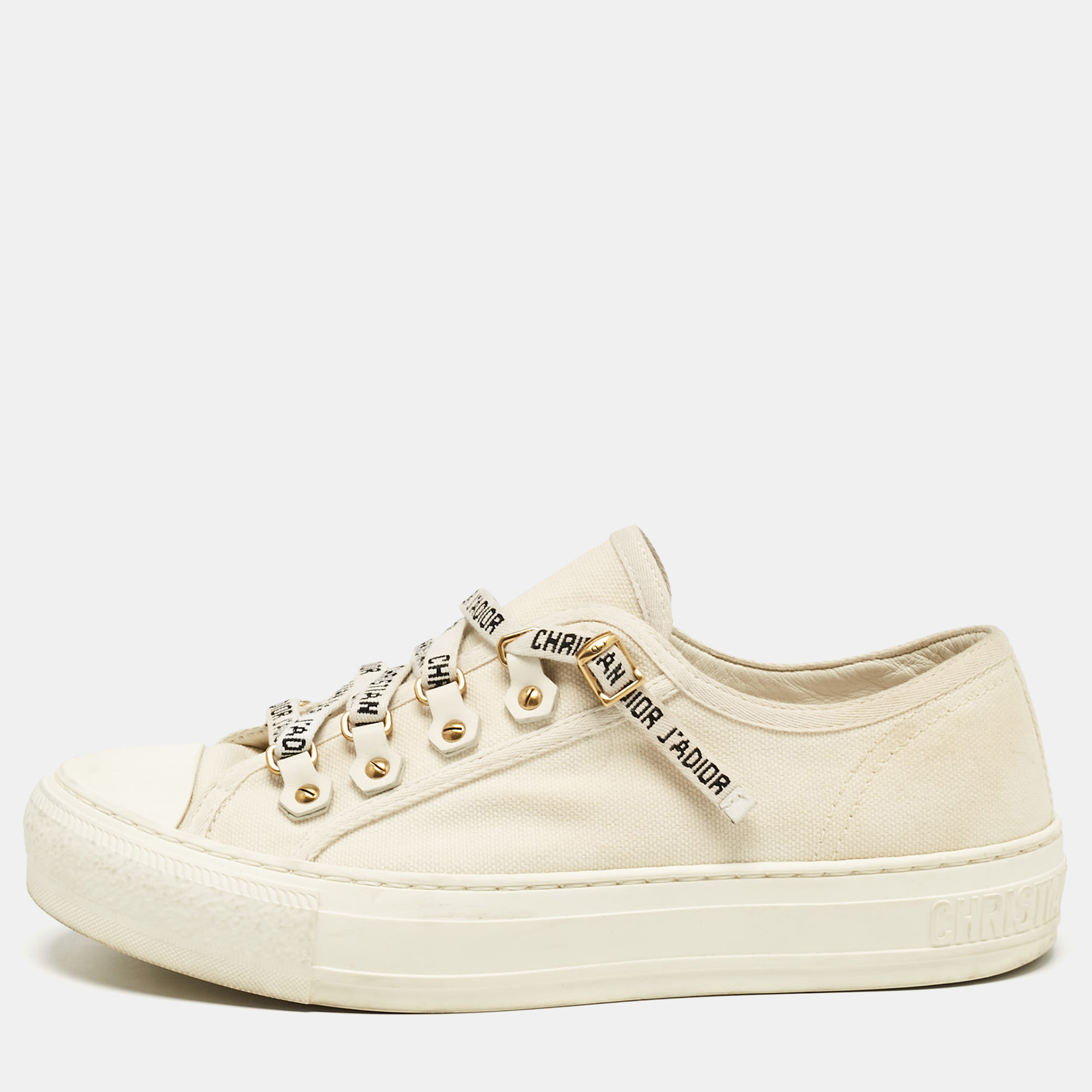 

Dior Cream Canvas Walk'n'Dior Lace Up Sneakers Size