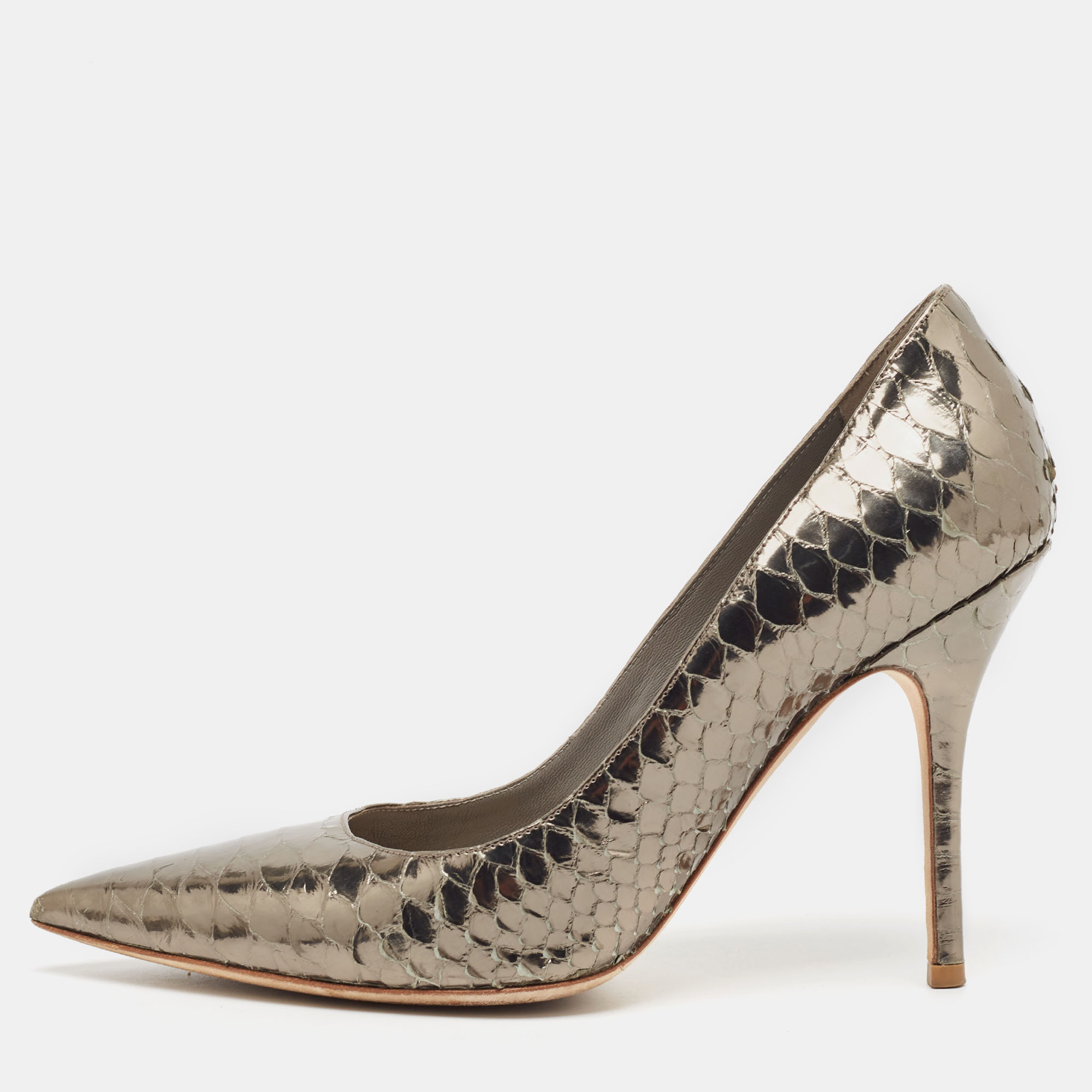 Pre-owned Dior Metallic Python Cherie Pumps Size 37