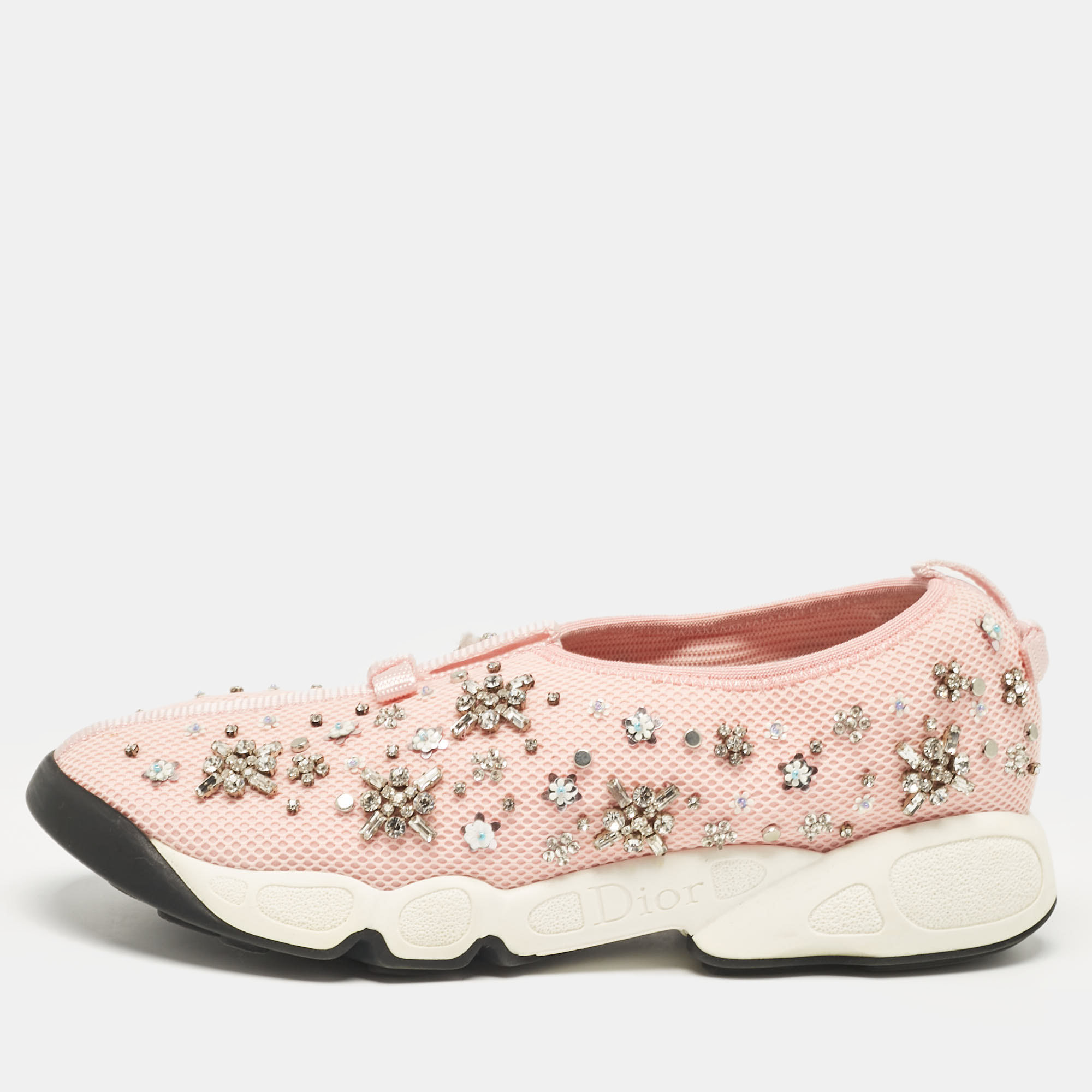 

Dior Pink Embellished Mesh Fusion Sneakers Size