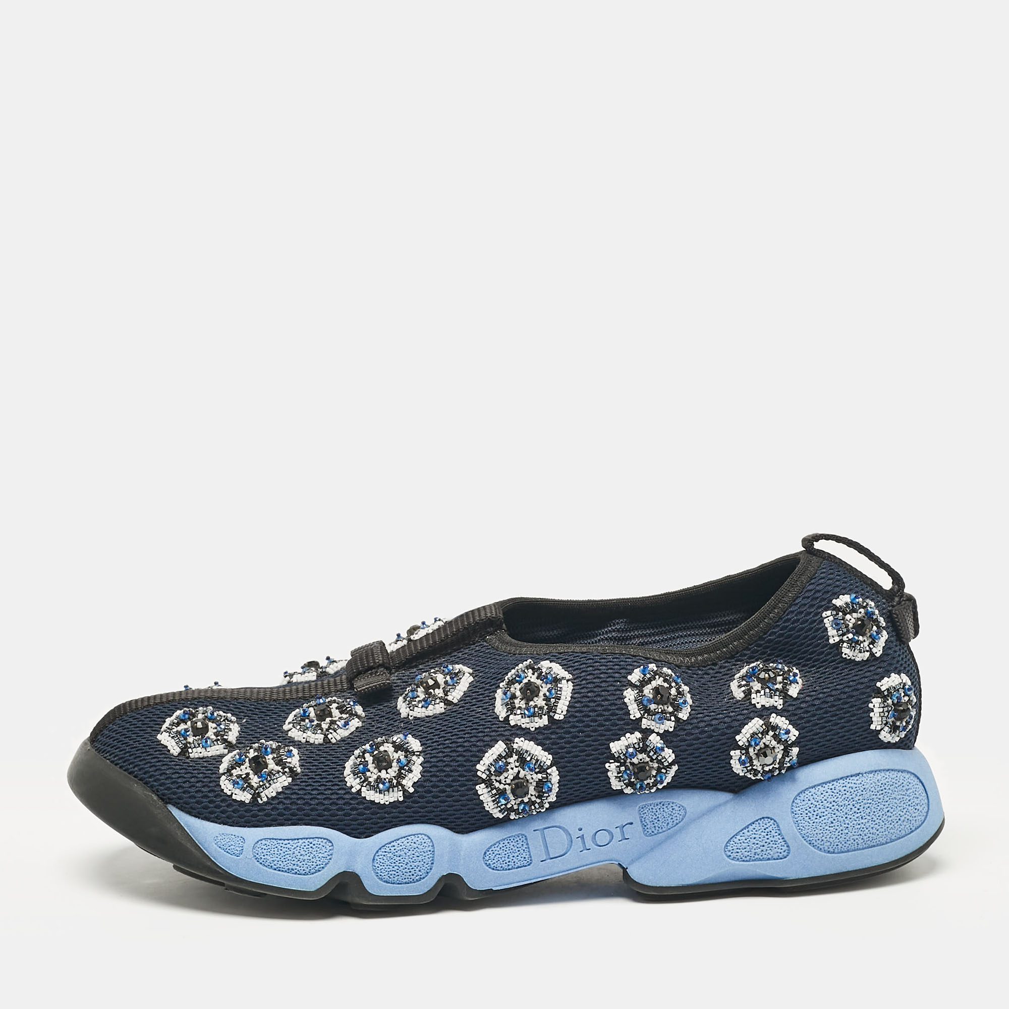 

Dior Blue Embellished Mesh Fusion Sneakers Size