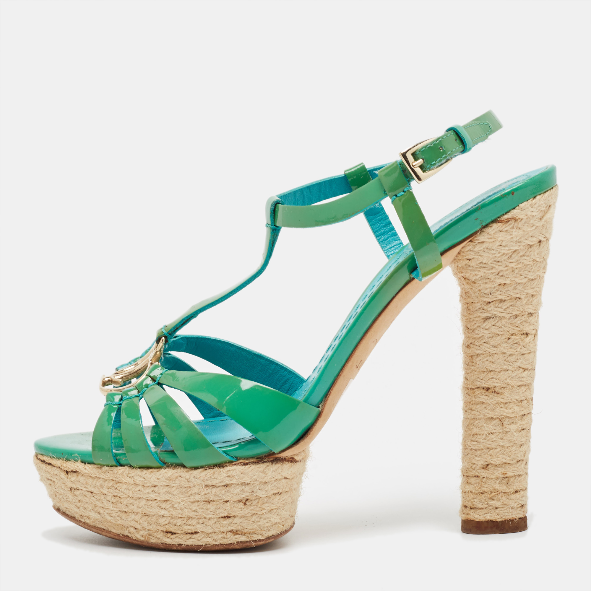 

Dior Green Patent Leather Ankle Strap Sandals Size