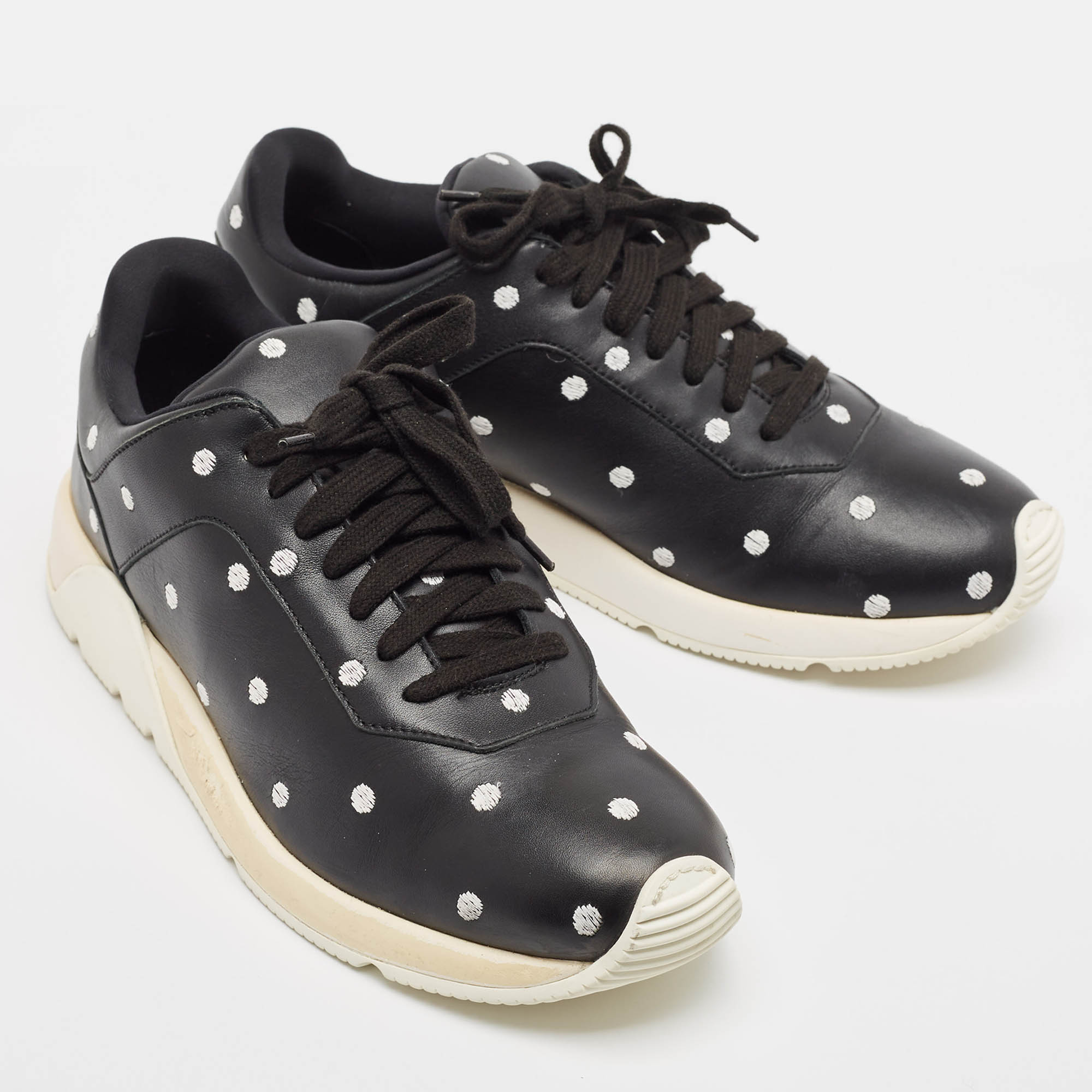 Dior Black/White Leather Lace Up Sneakers Size 40 