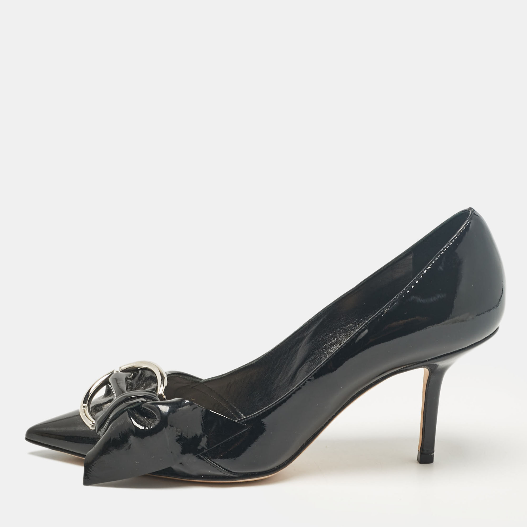 

Dior Black Patent Leather Bow Pointed Toe Pumps Size