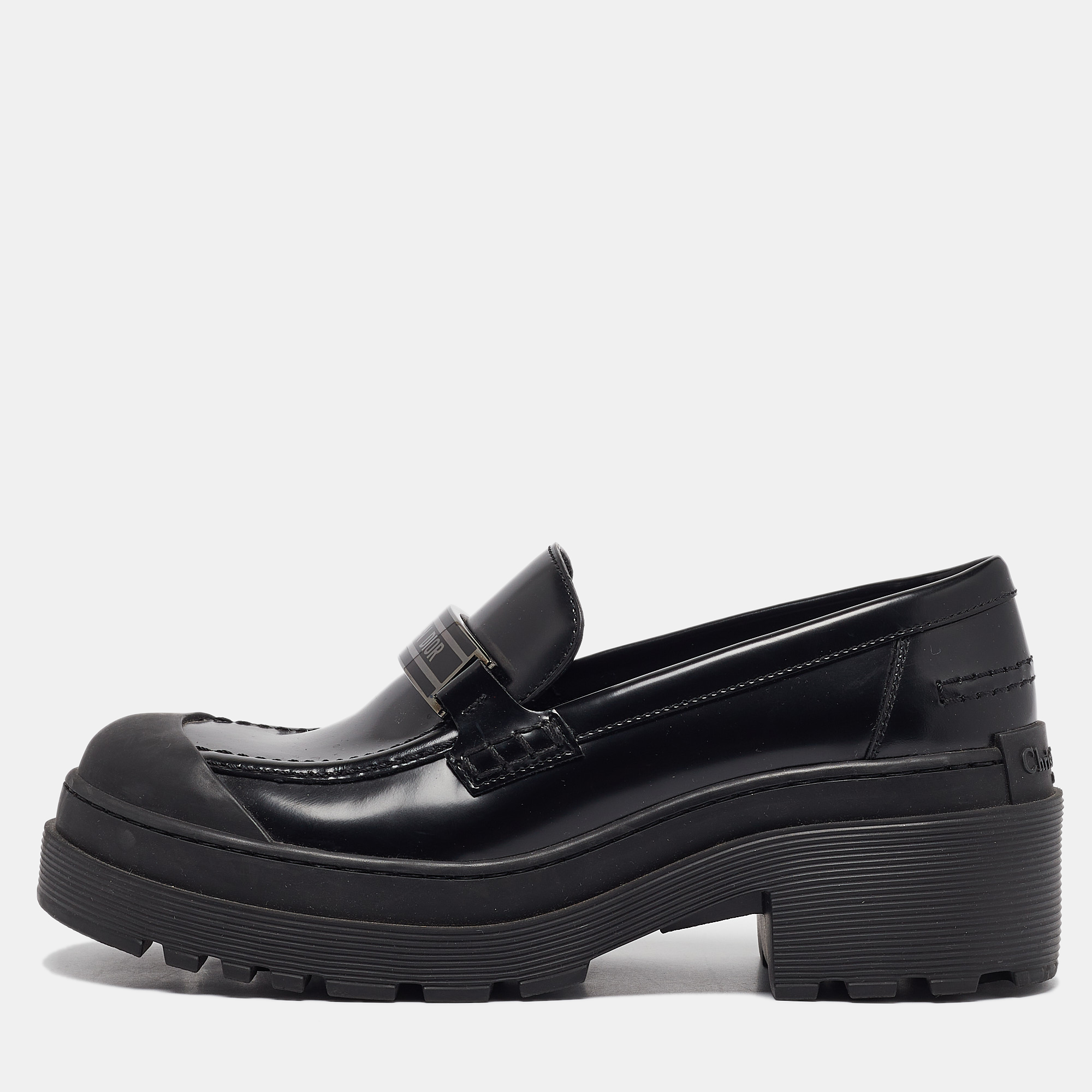 

Dior Black Patent Leather Platform Loafers Size