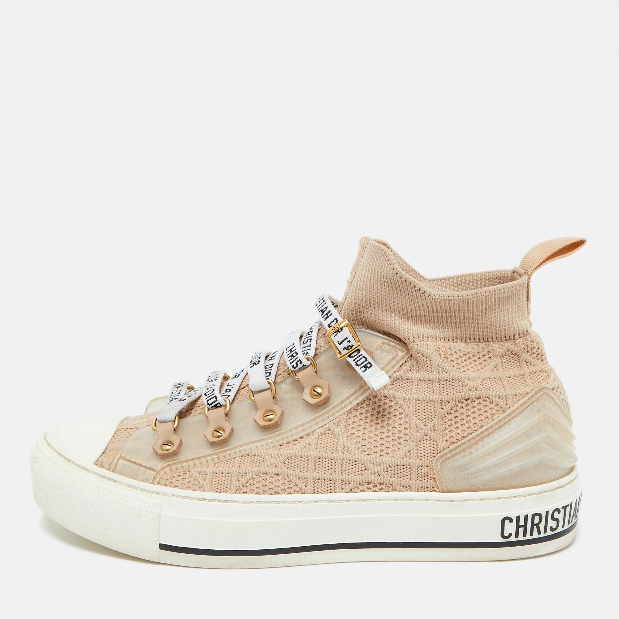 Pre-owned Dior High Top Sneakers Size 37 In Beige