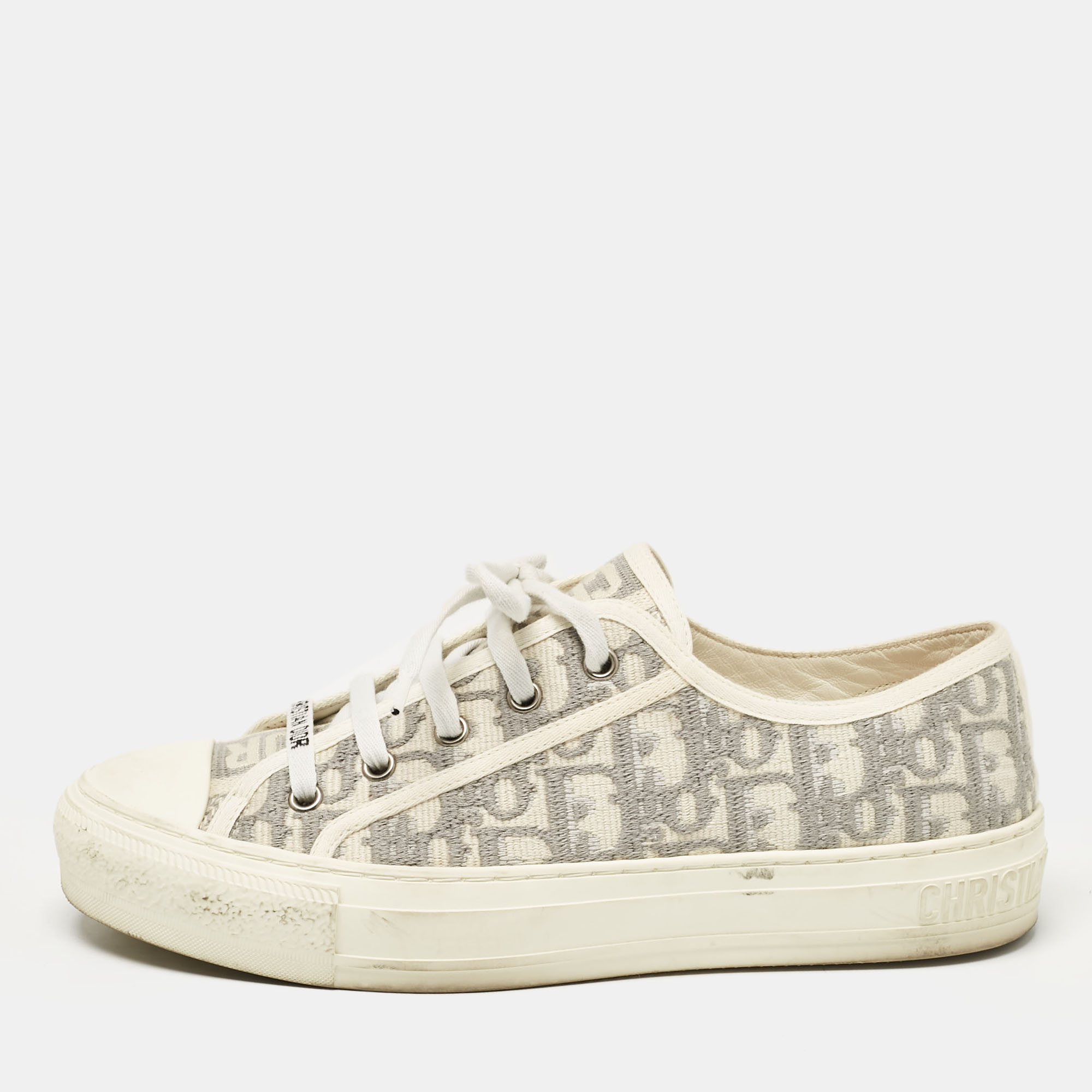 

Dior Grey/White Canvas Walk'n'Dior Lace Up Sneakers Size