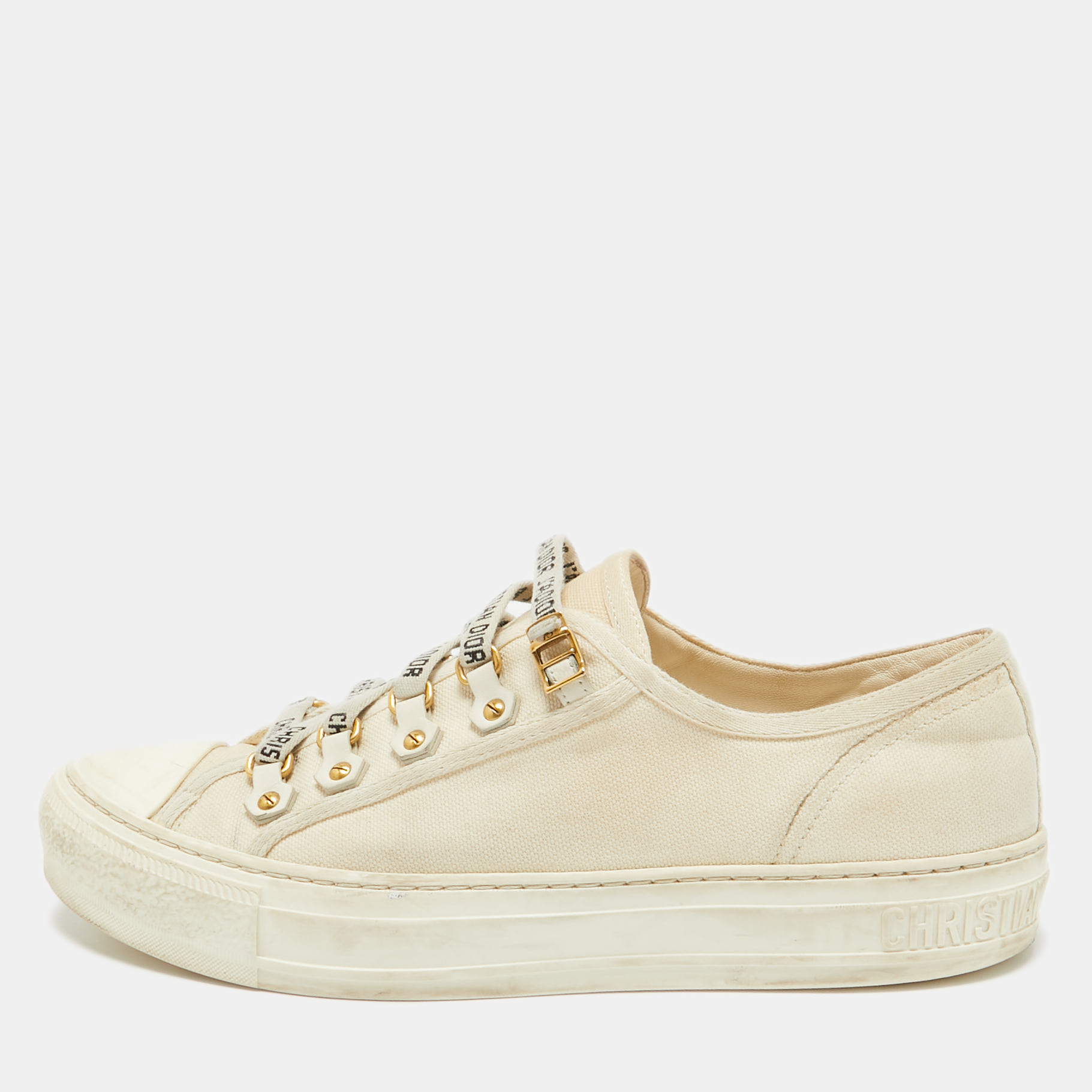 

Dior Cream Canvas Walk'n'Dior Lace Up Sneakers Size