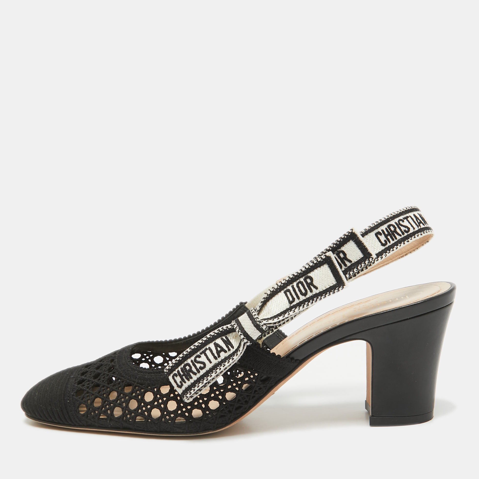 

Dior Black Canvas Dior & Moi Slingback Pumps Size